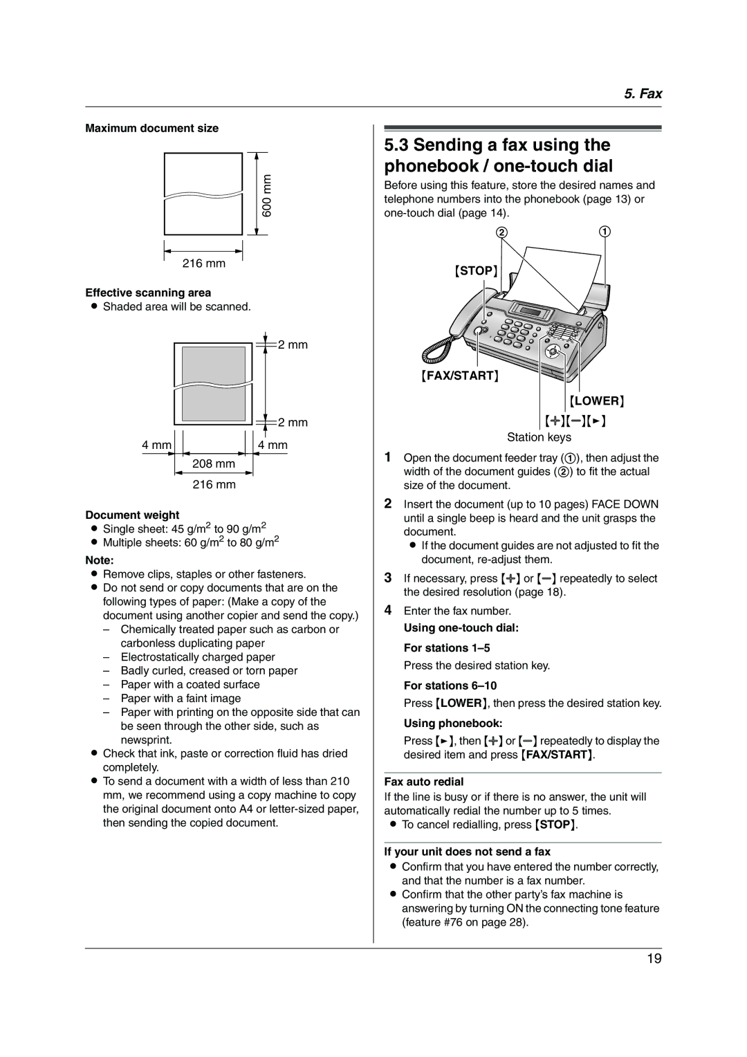 Panasonic KX-FT934HK, KX-FT932HK manual Stop FAX/START Lower 