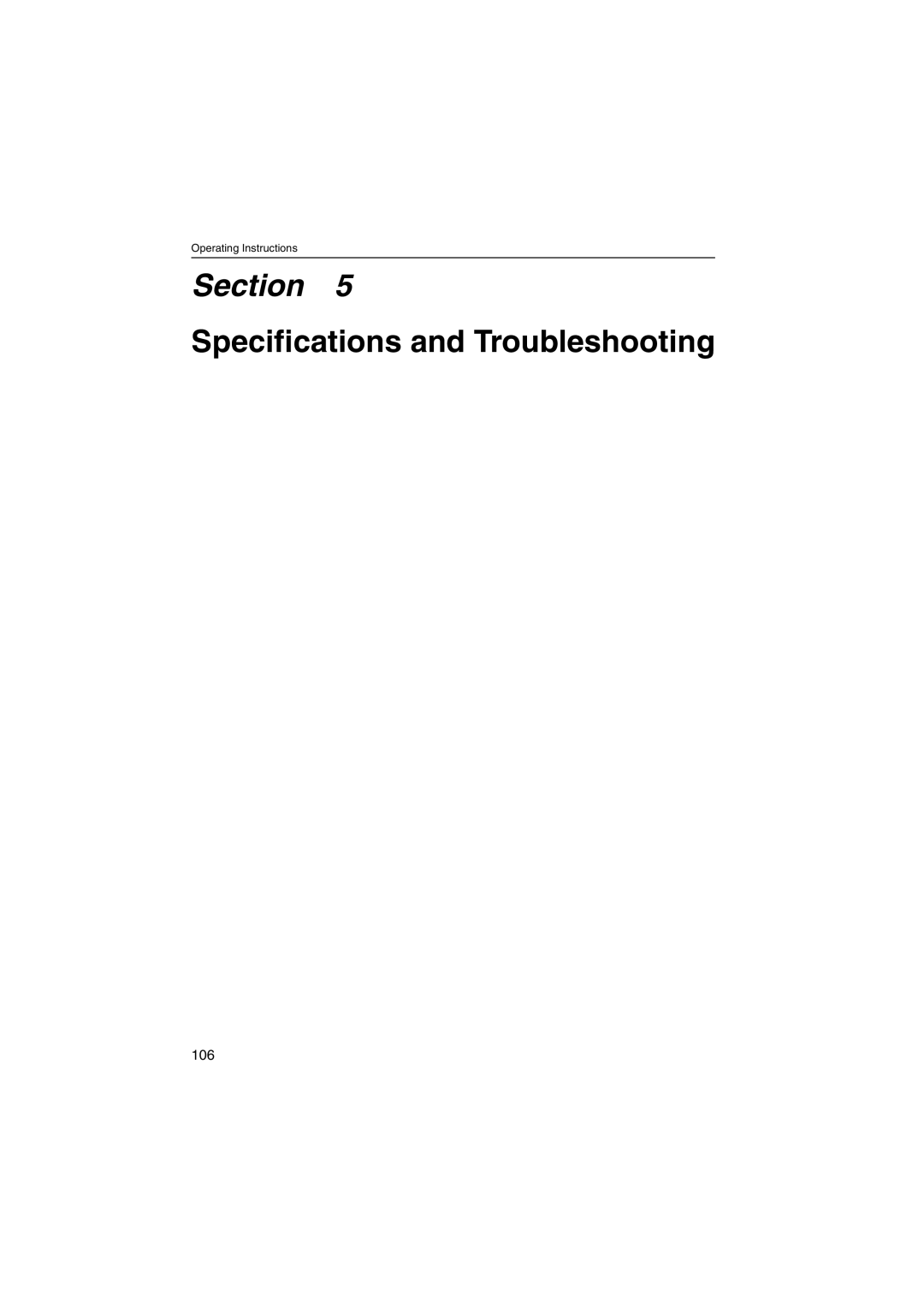 Panasonic KX-HCM230 operating instructions Specifications and Troubleshooting, 106 