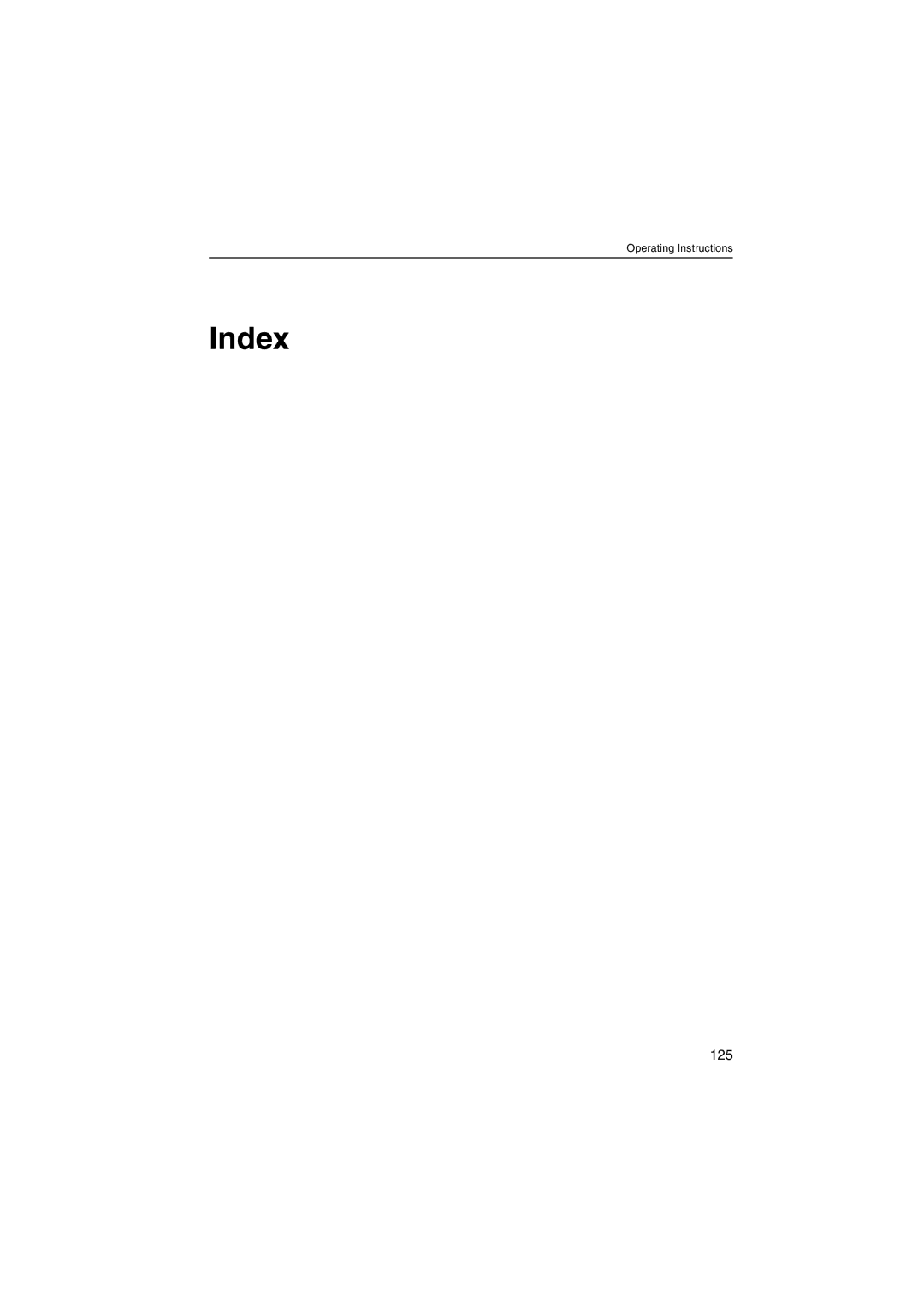 Panasonic KX-HCM230 operating instructions Index, 125 