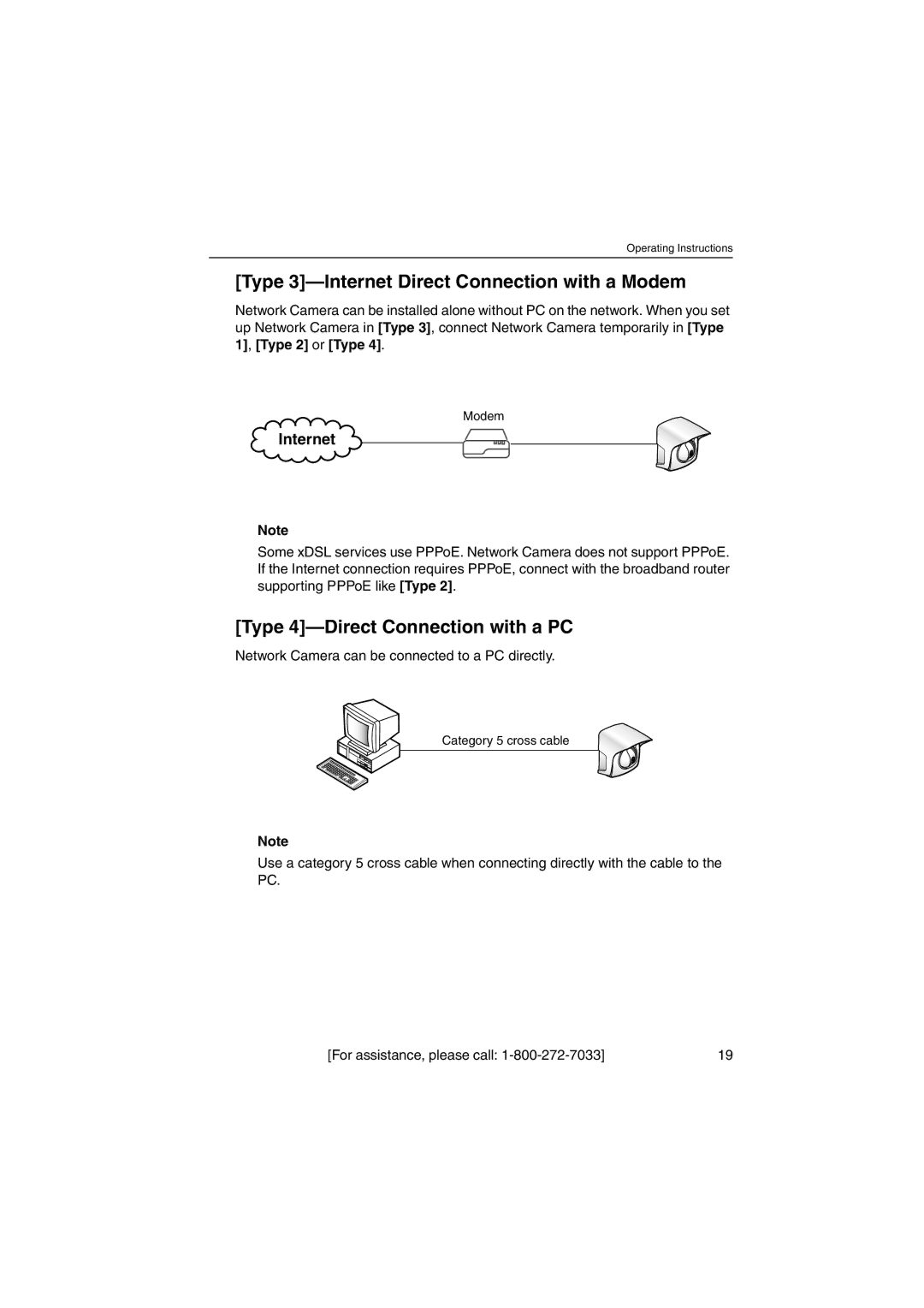 Panasonic KX-HCM230 Type 3-Internet Direct Connection with a Modem, Type 4-Direct Connection with a PC 