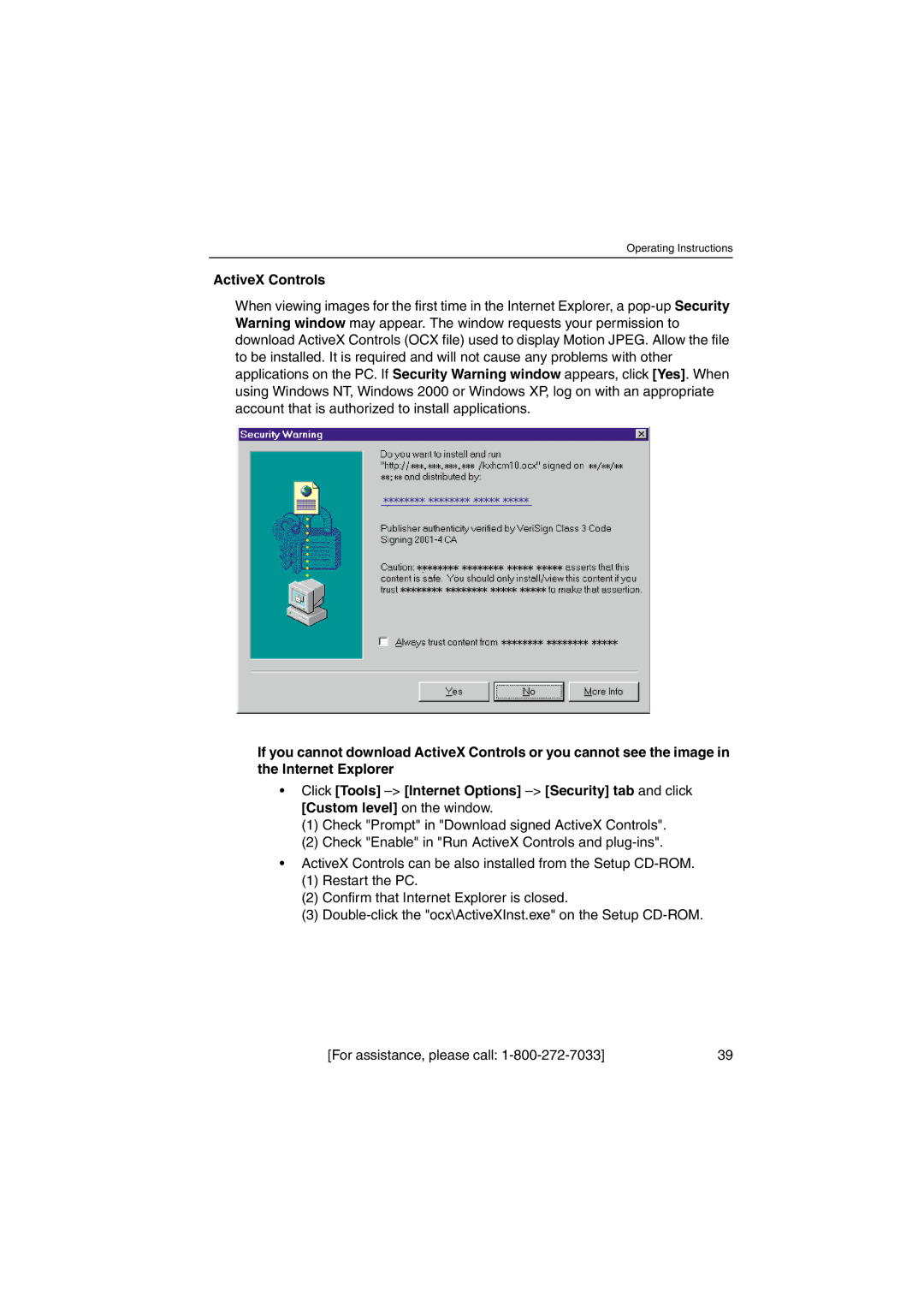 Panasonic KX-HCM230 operating instructions ActiveX Controls 