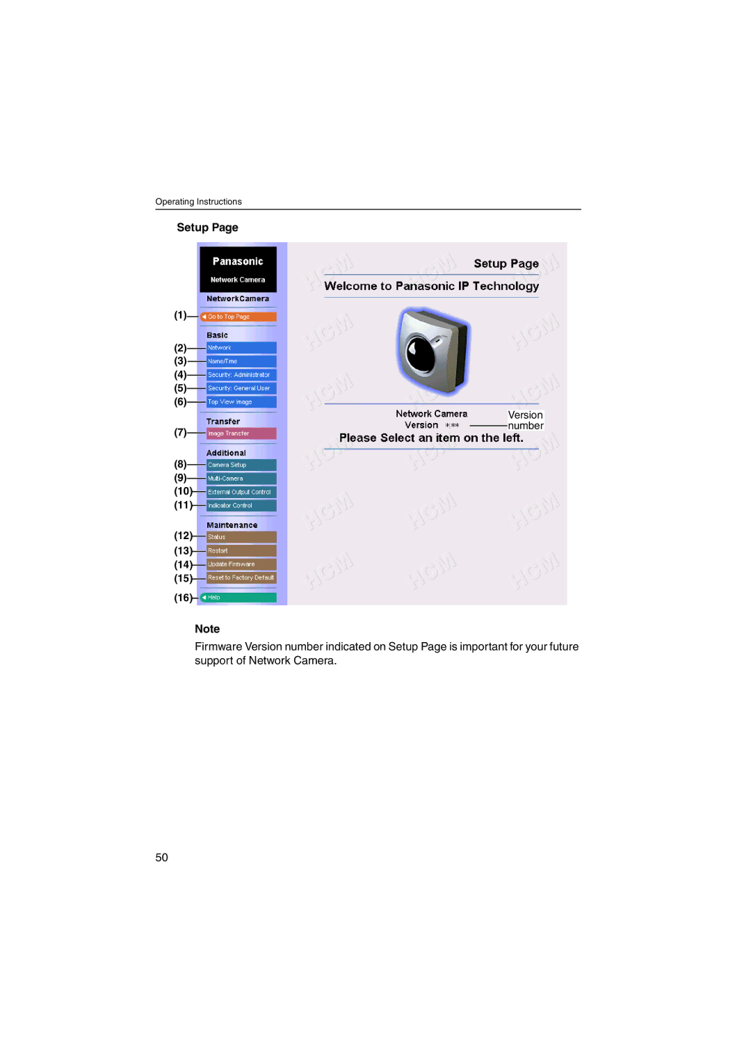 Panasonic KX-HCM230 operating instructions Setup 