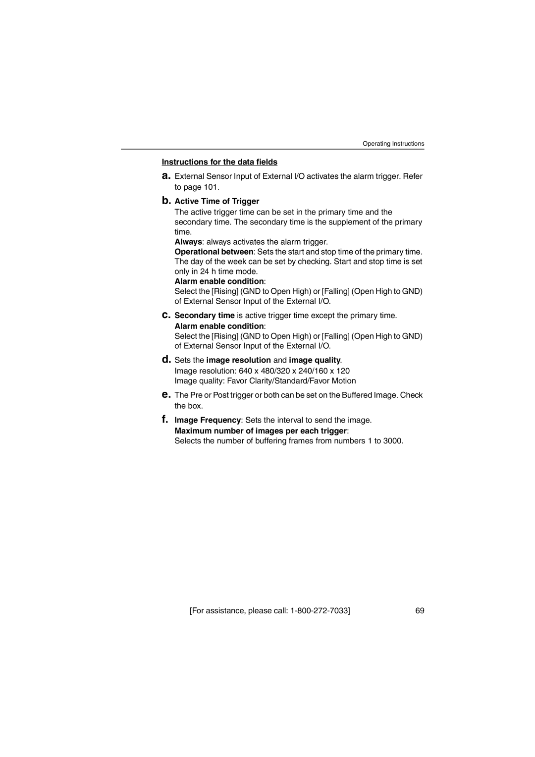 Panasonic KX-HCM230 operating instructions Active Time of Trigger, Alarm enable condition 