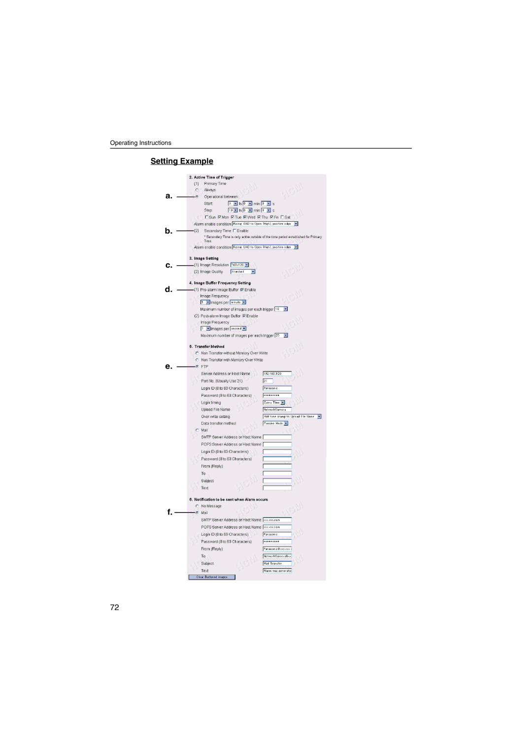 Panasonic KX-HCM230 operating instructions Setting Example 