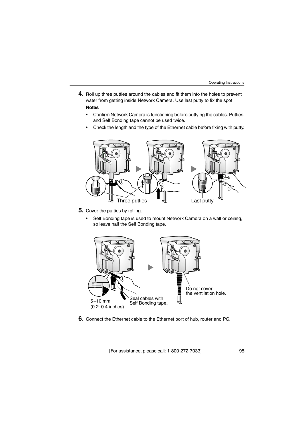 Panasonic KX-HCM230 operating instructions Cover the putties by rolling, Inches 