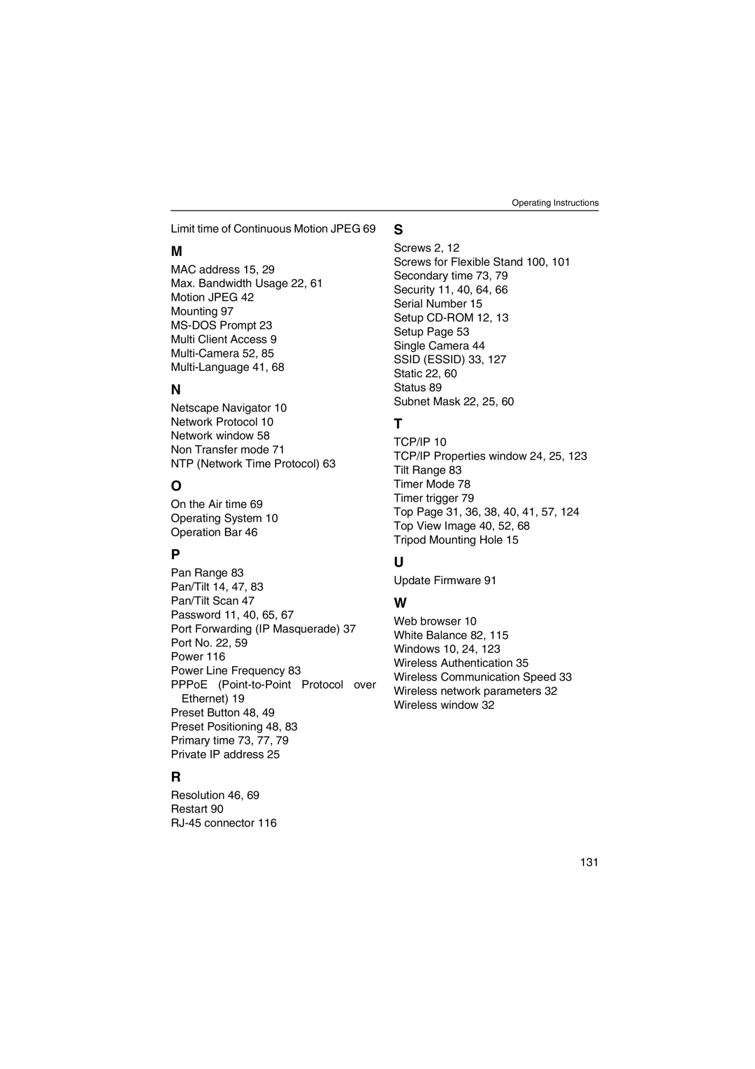 Panasonic KX-HCM250 operating instructions Tcp/Ip 