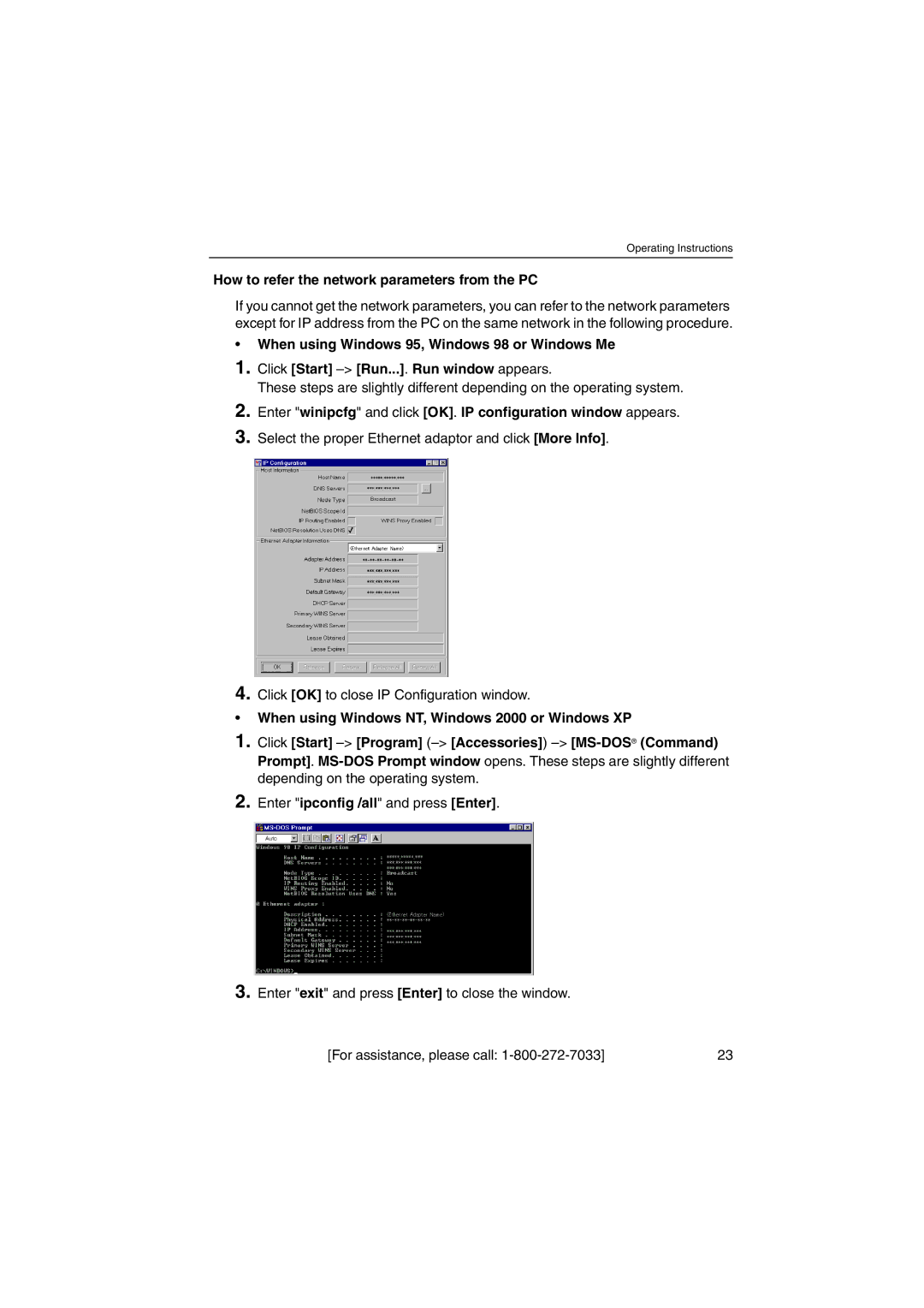 Panasonic KX-HCM250 How to refer the network parameters from the PC, Click OK to close IP Configuration window 