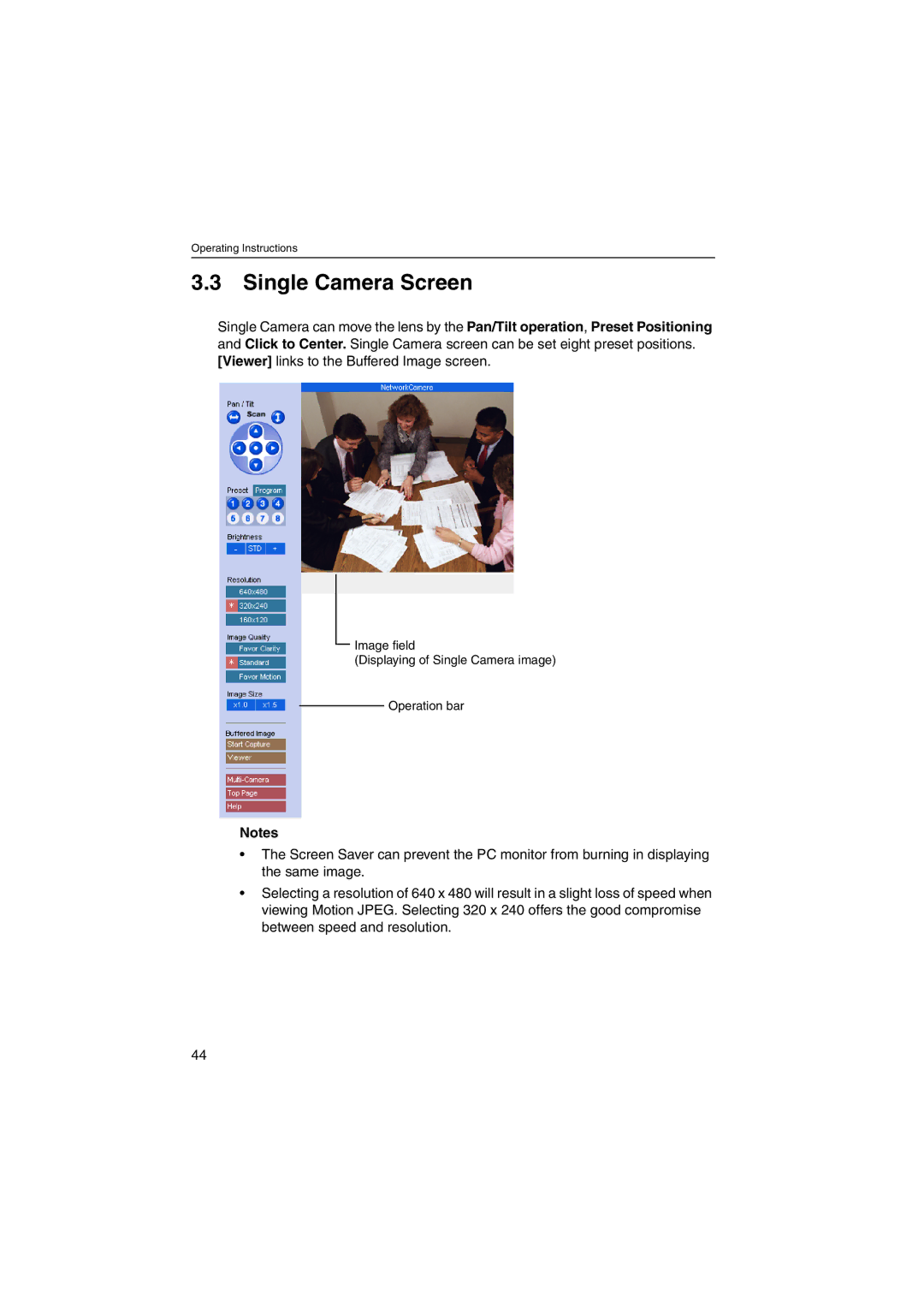 Panasonic KX-HCM250 operating instructions Single Camera Screen 