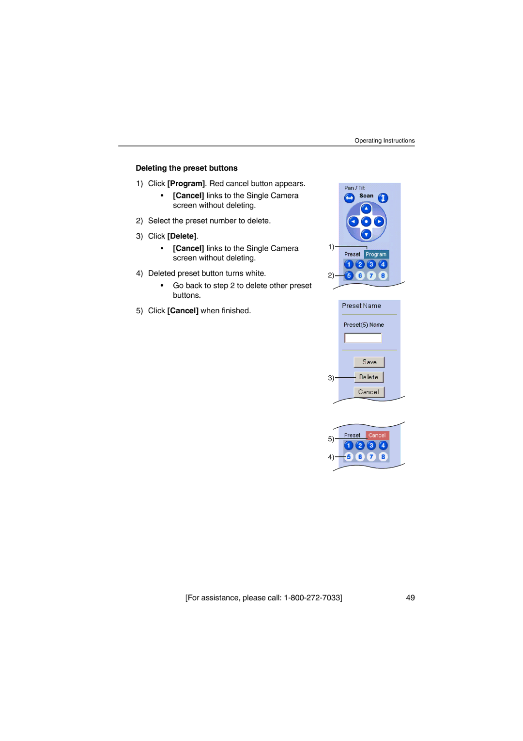 Panasonic KX-HCM250 operating instructions Deleting the preset buttons, Click Delete 