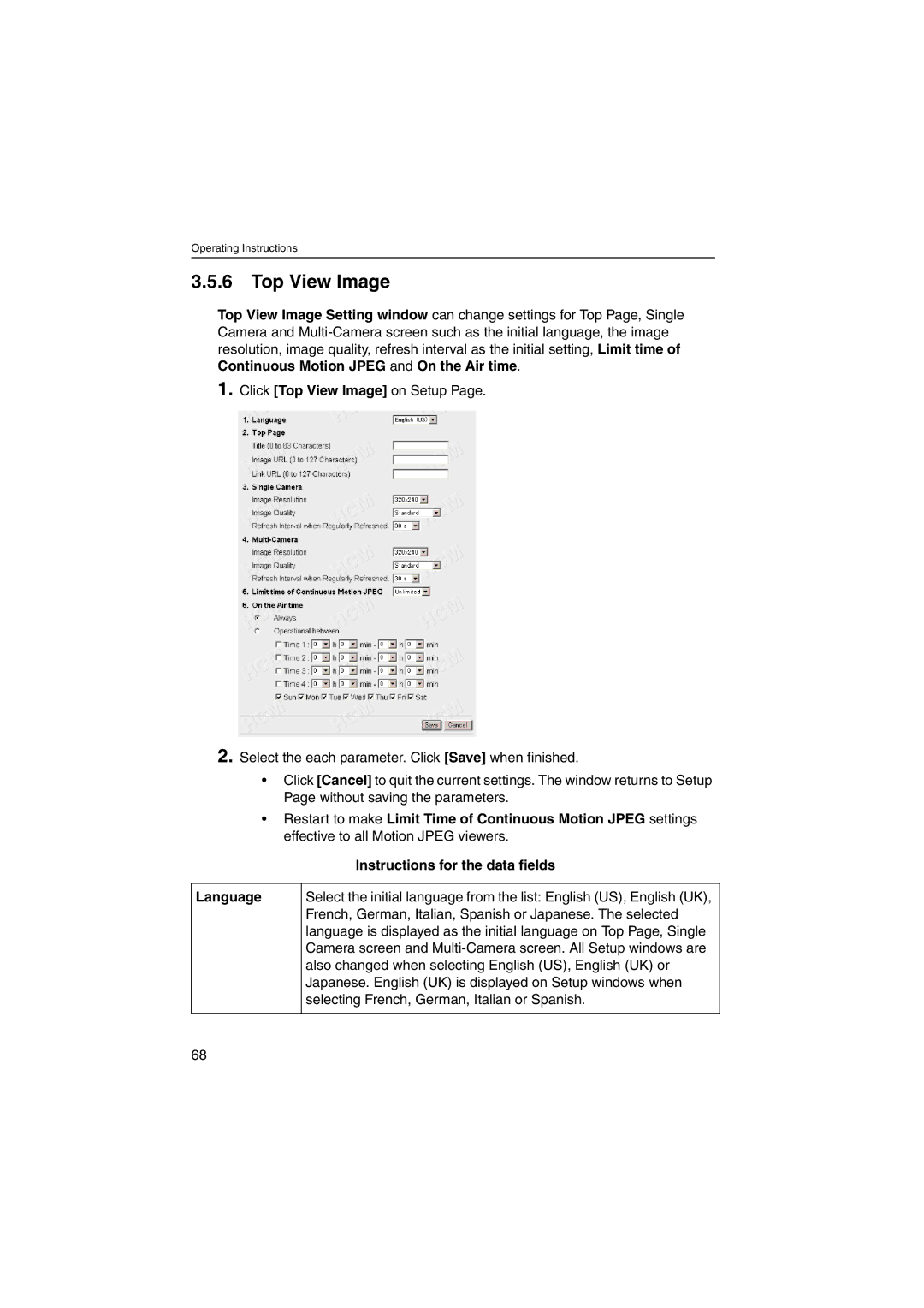 Panasonic KX-HCM250 operating instructions Top View Image 