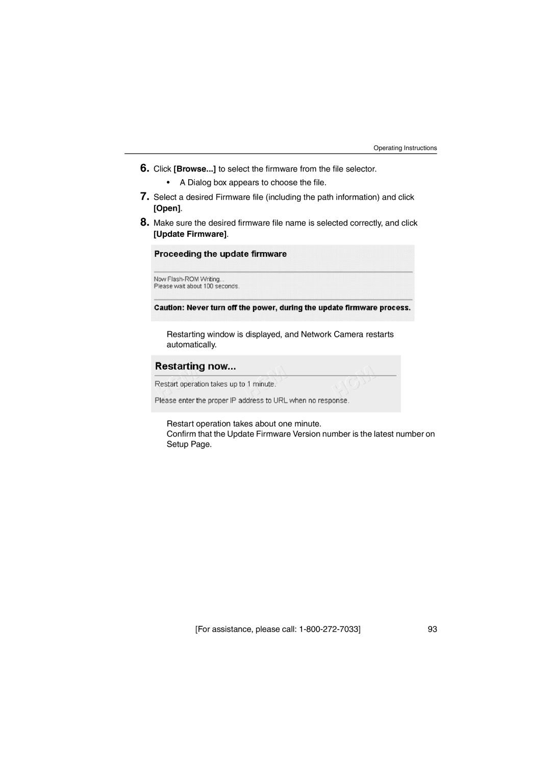 Panasonic KX-HCM250 operating instructions Open, Update Firmware 