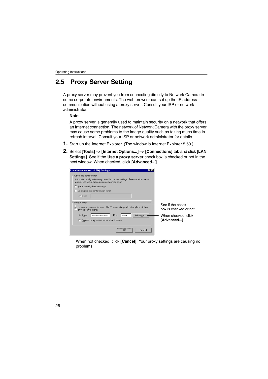 Panasonic KX-HCM270 operating instructions Proxy Server Setting 