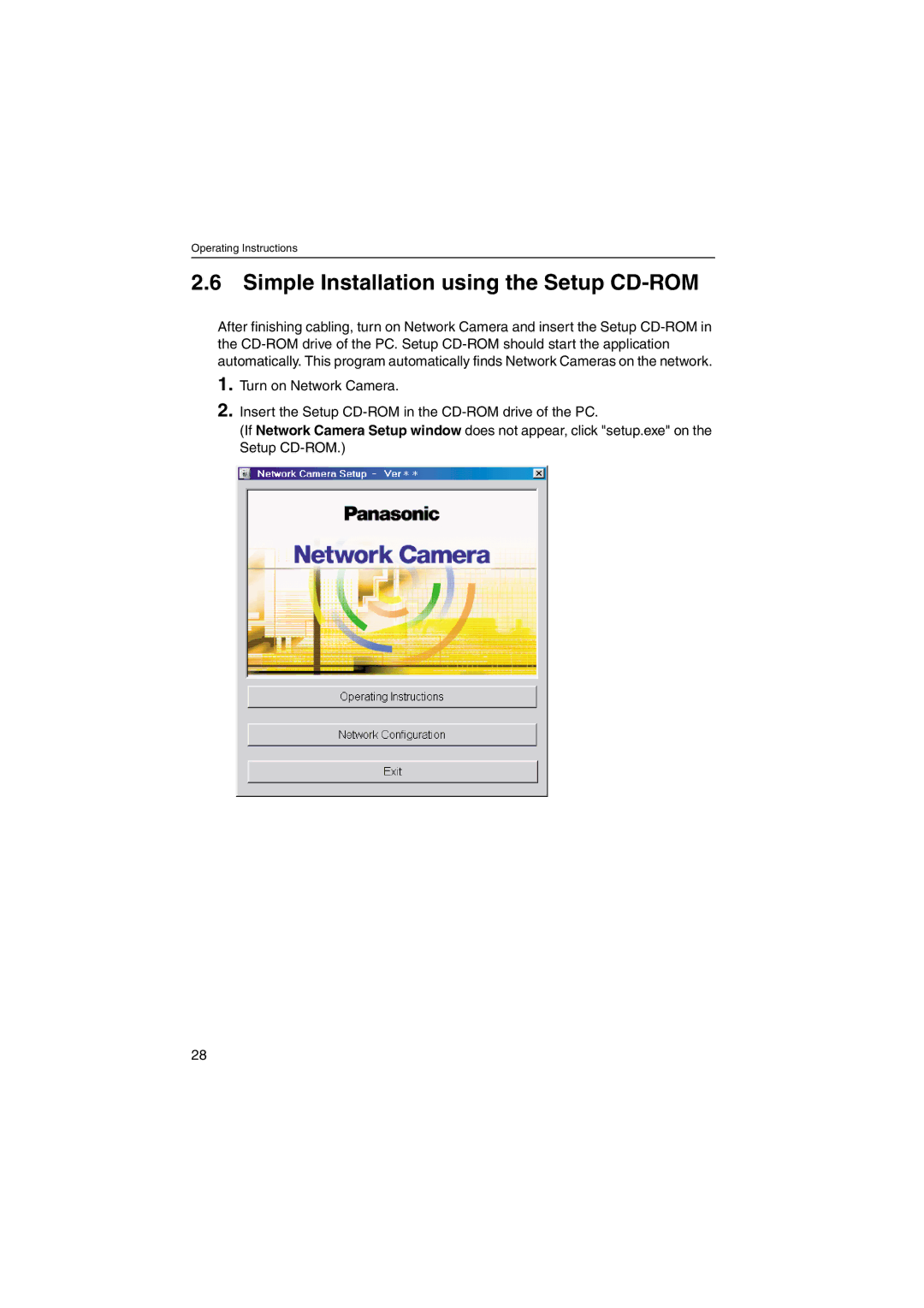 Panasonic KX-HCM270 operating instructions Simple Installation using the Setup CD-ROM 