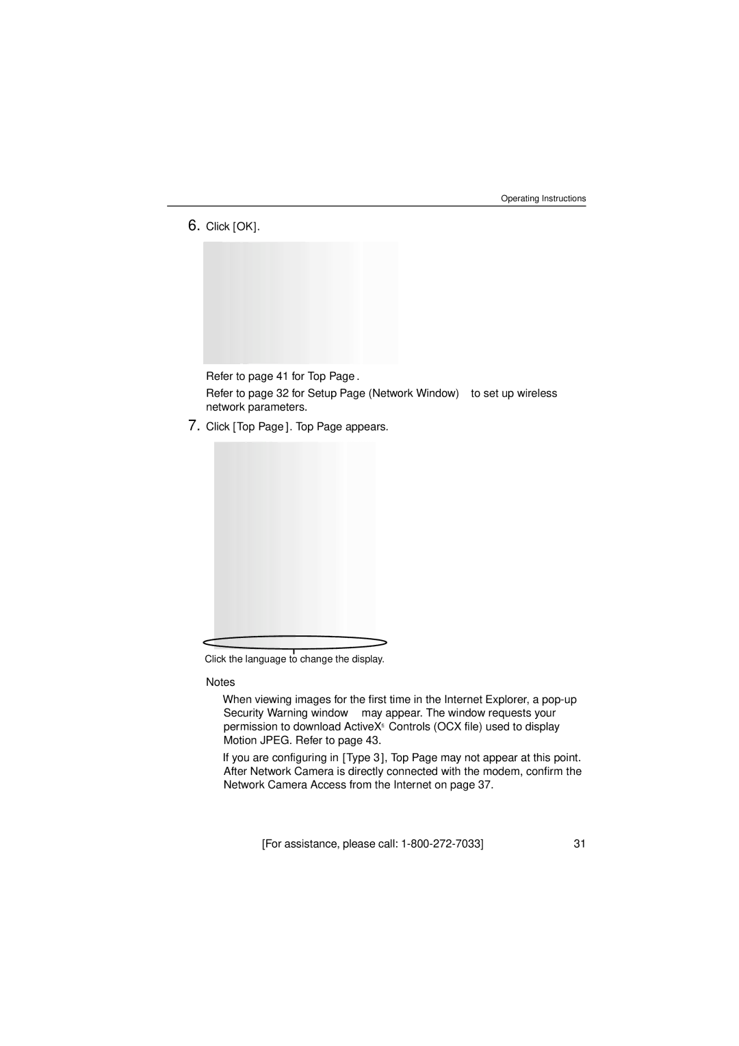 Panasonic KX-HCM270 operating instructions Click the language to change the display 