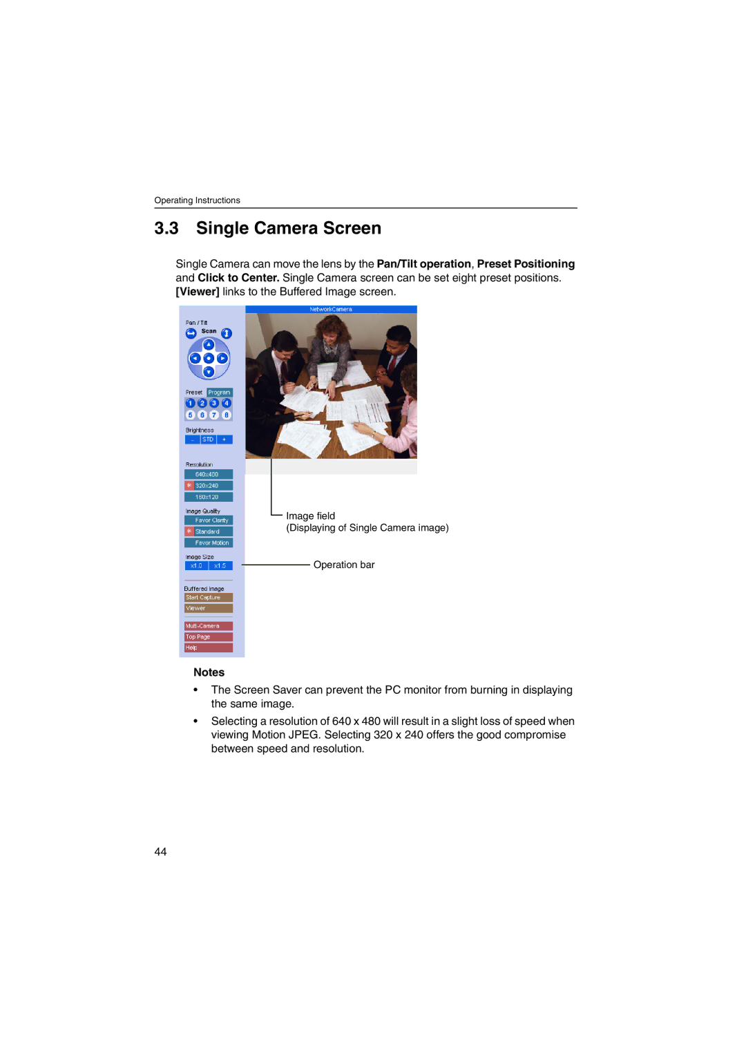 Panasonic KX-HCM270 operating instructions Single Camera Screen 