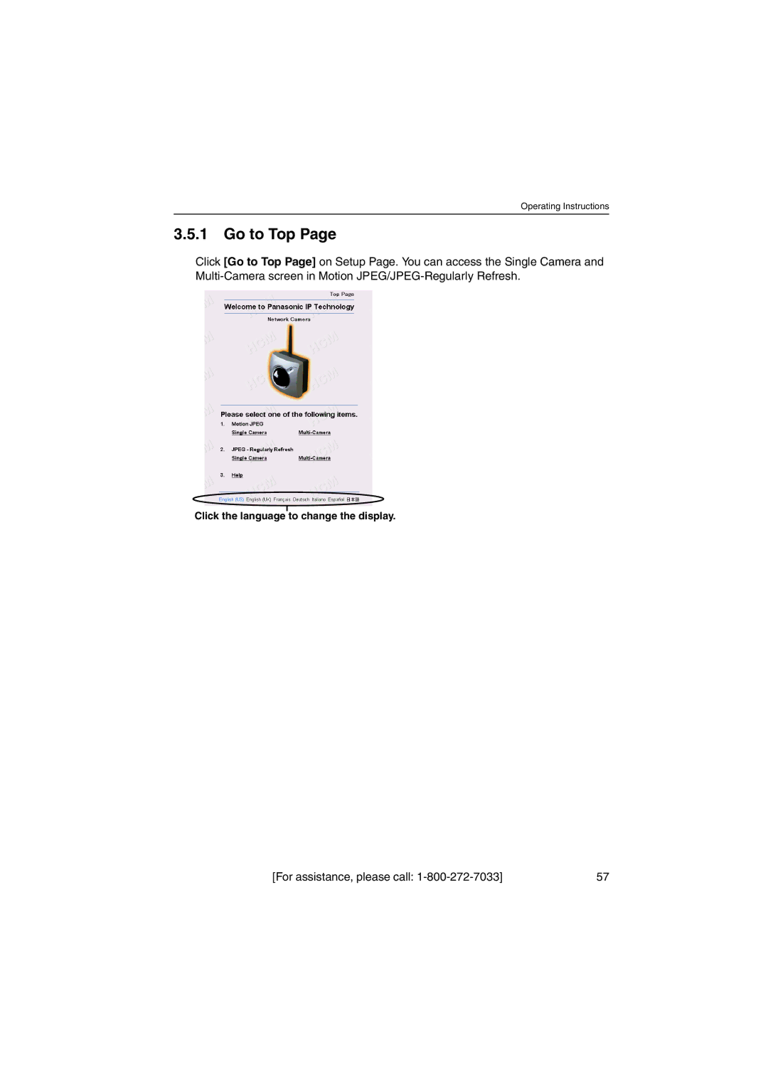 Panasonic KX-HCM270 operating instructions Go to Top 