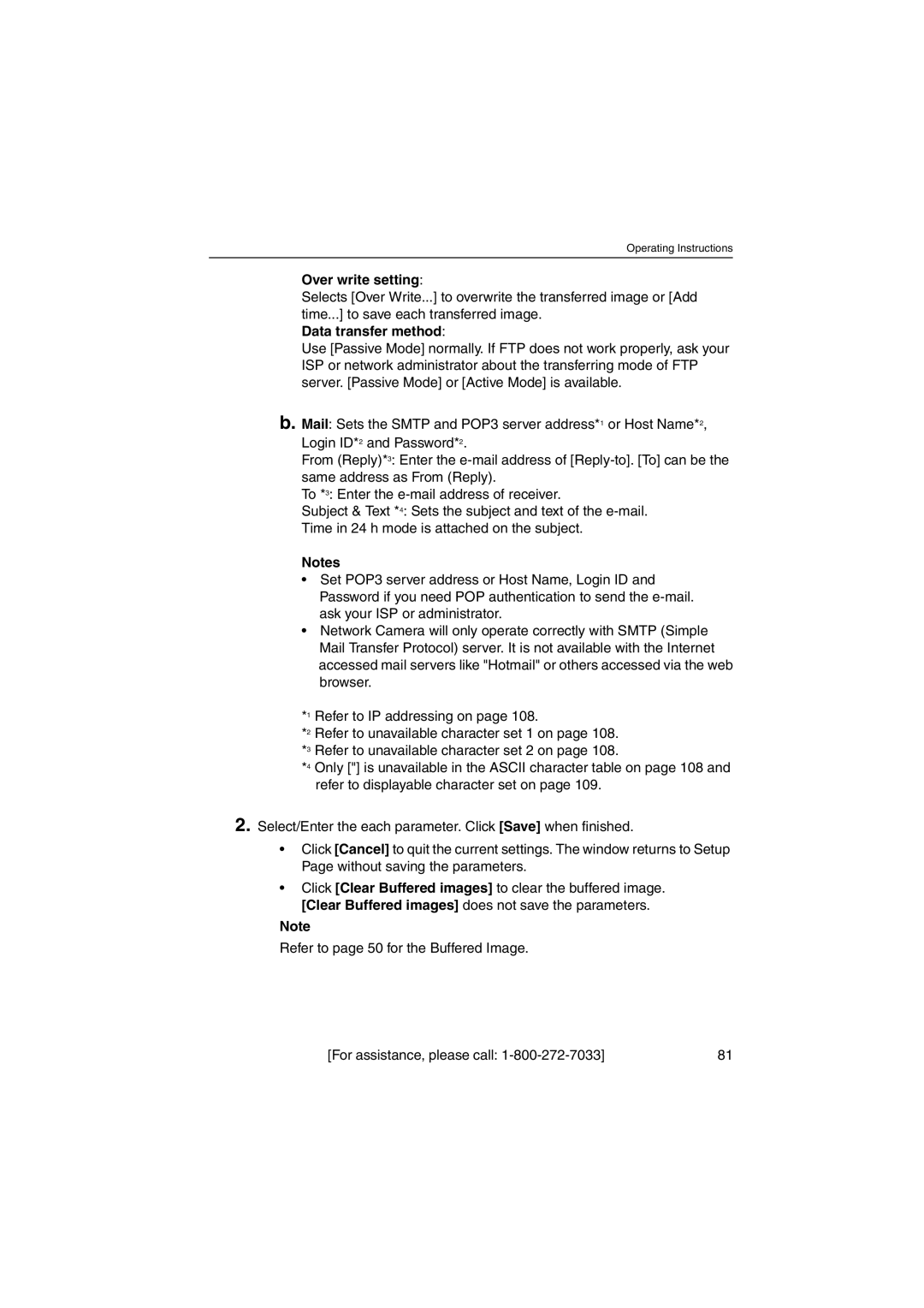 Panasonic KX-HCM270 operating instructions Over write setting 