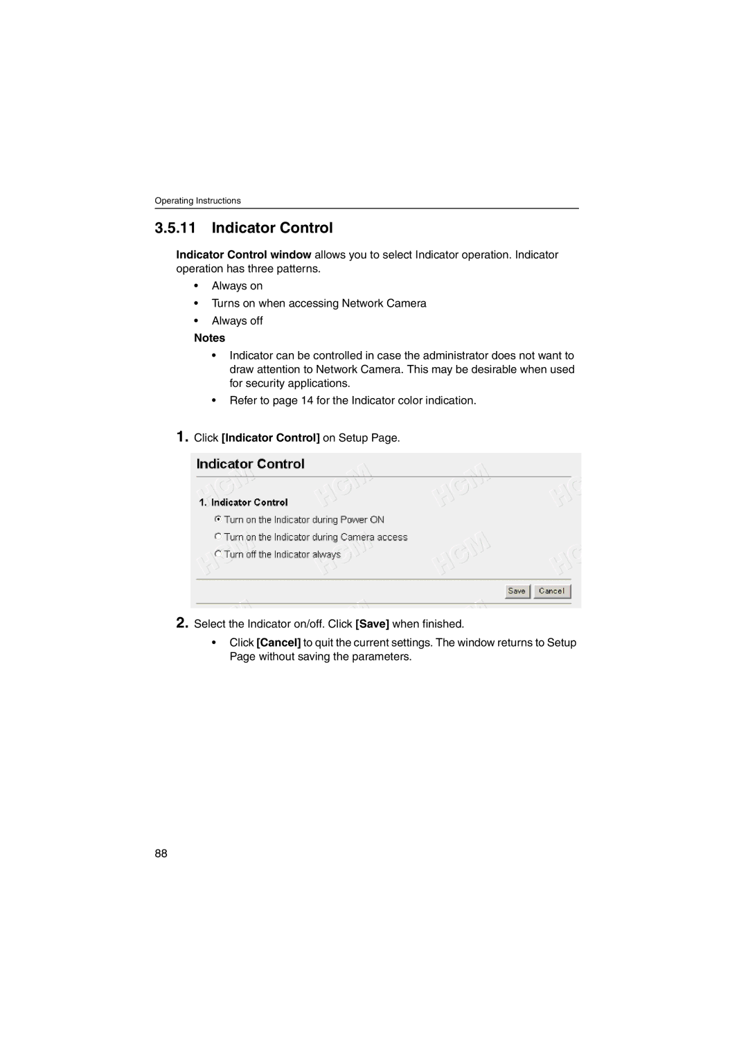 Panasonic KX-HCM270 operating instructions Indicator Control 