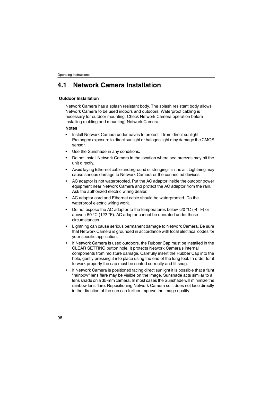 Panasonic KX-HCM270 operating instructions Network Camera Installation, Outdoor Installation 