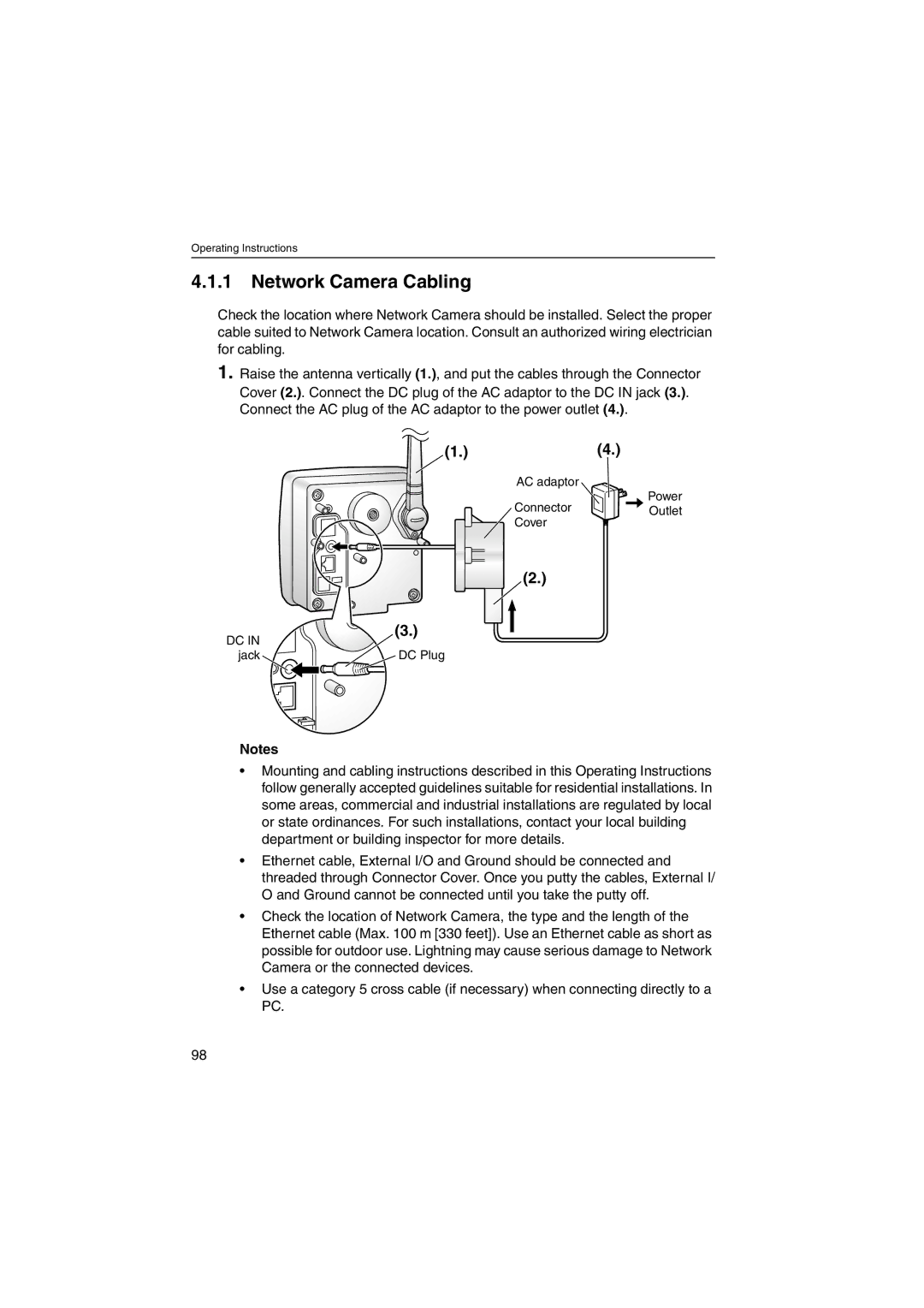 Panasonic KX-HCM270 operating instructions Network Camera Cabling 