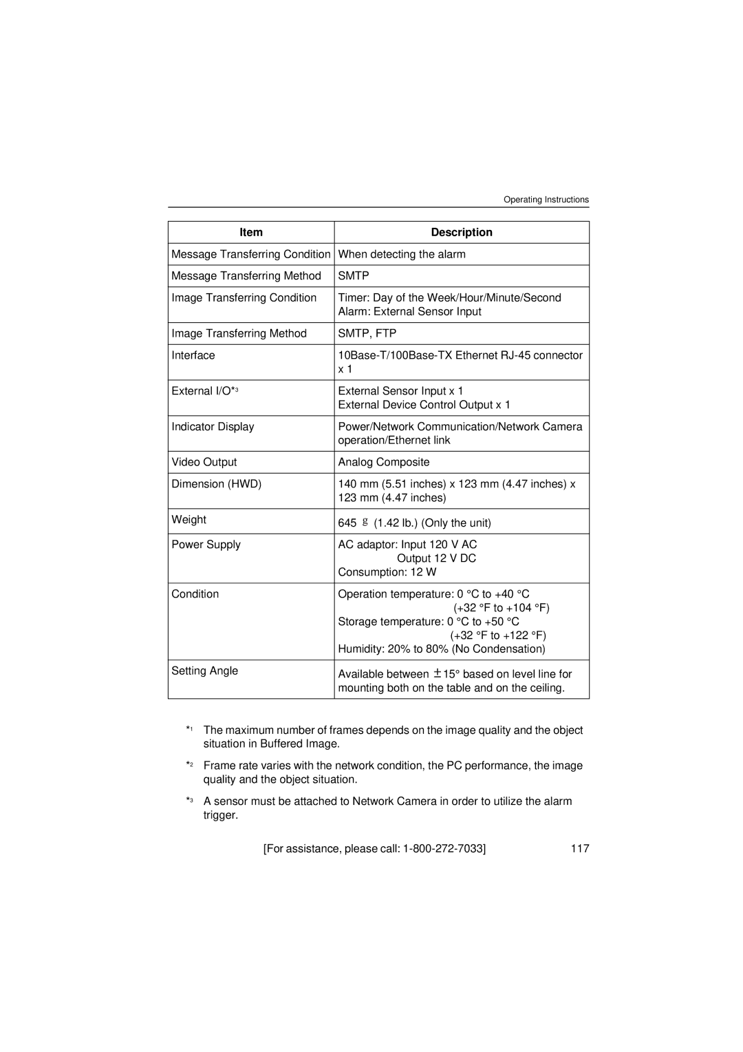 Panasonic KX-HCM280 operating instructions When detecting the alarm, Message Transferring Method, Operation/Ethernet link 