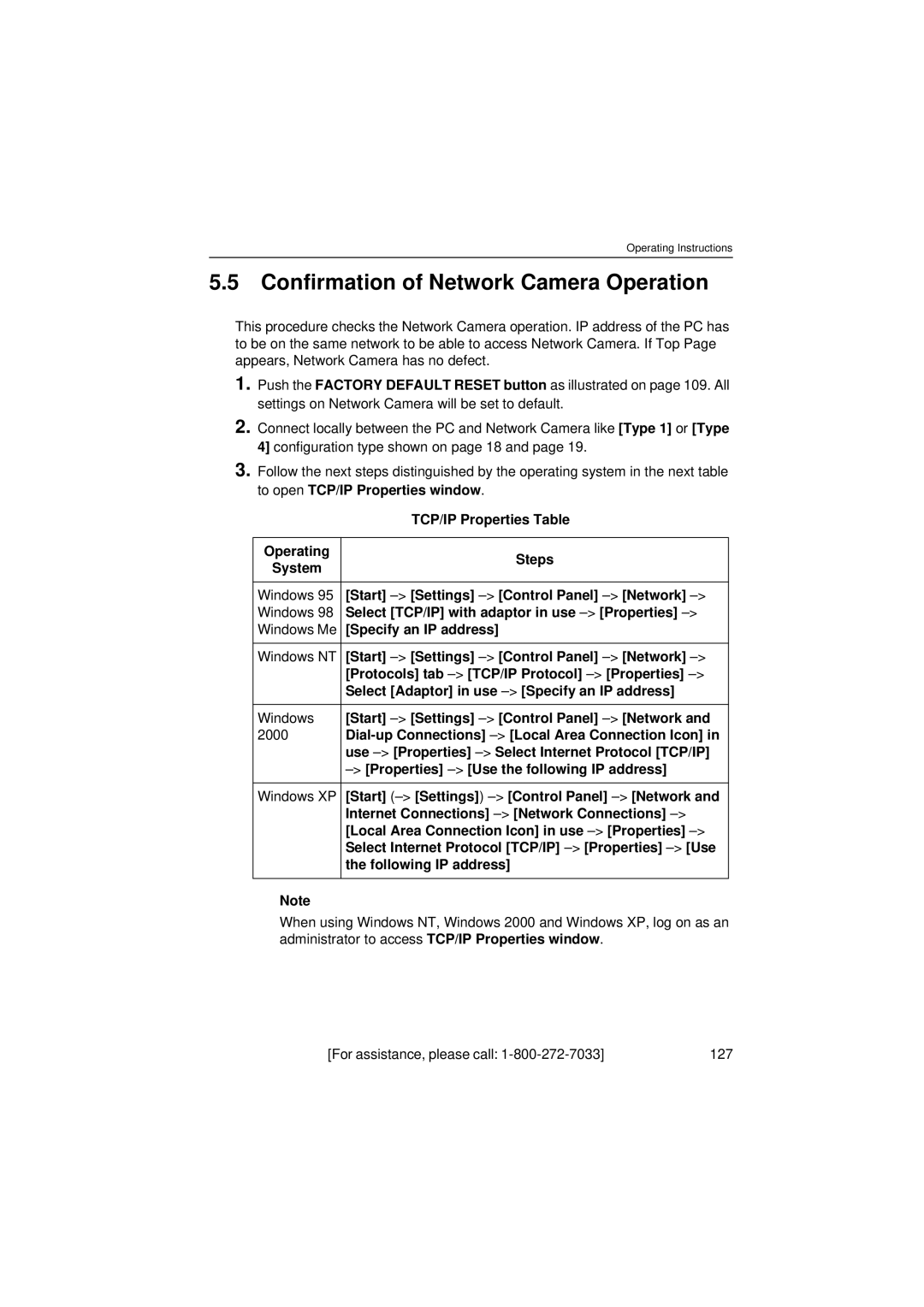 Panasonic KX-HCM280 operating instructions Confirmation of Network Camera Operation 