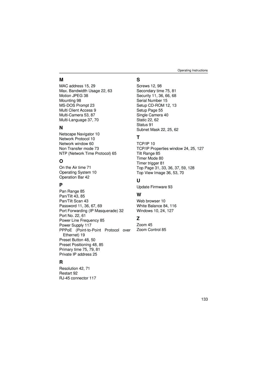 Panasonic KX-HCM280 operating instructions Tcp/Ip 