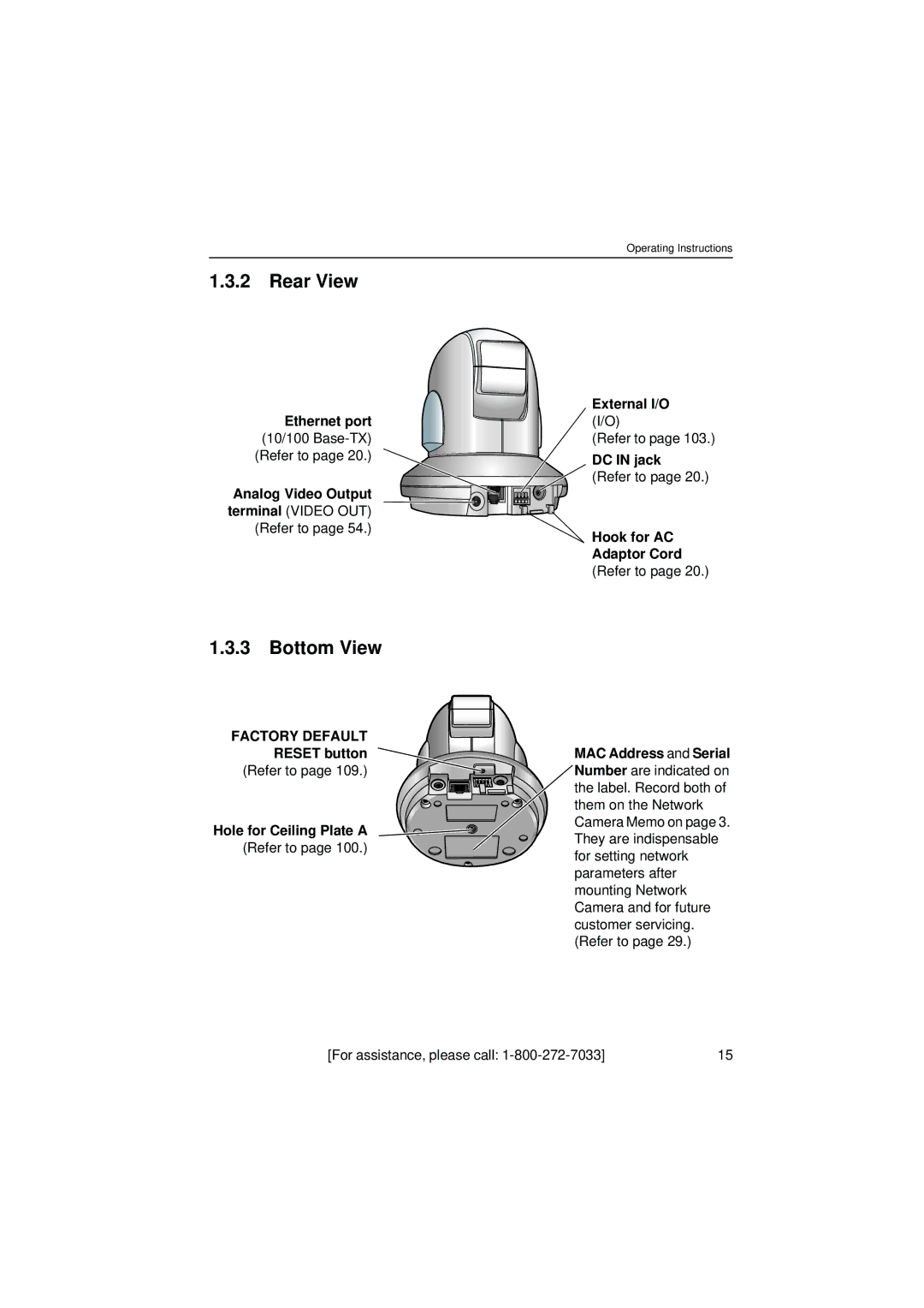 Panasonic KX-HCM280 operating instructions Rear View, Bottom View 