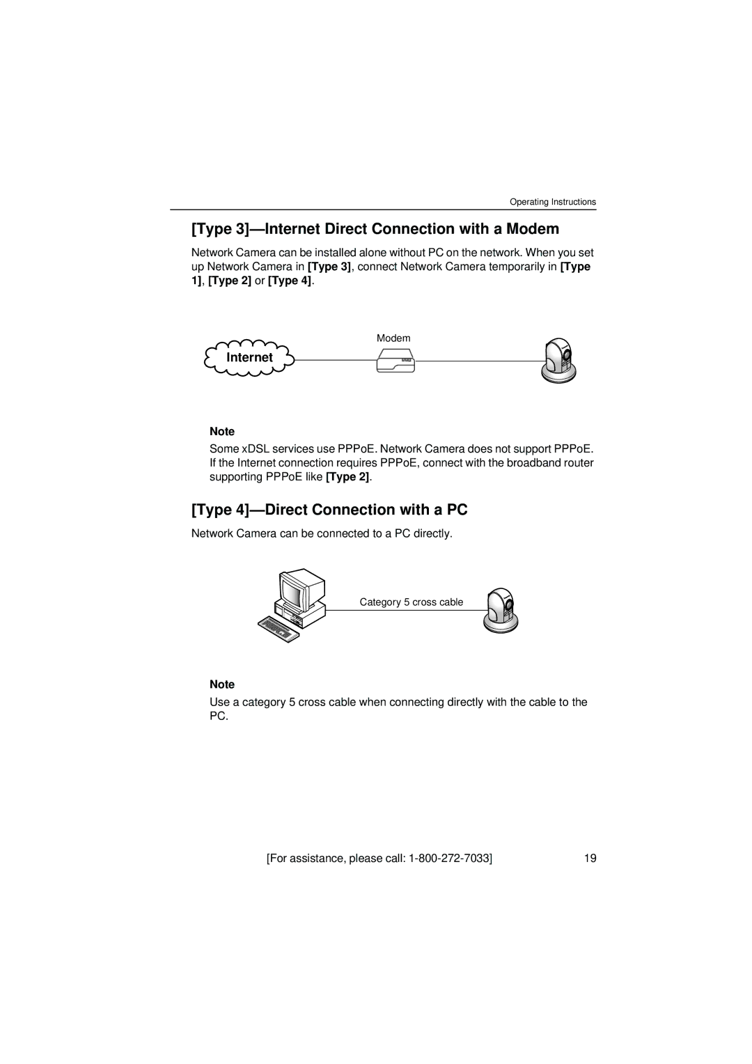 Panasonic KX-HCM280 Type 3-Internet Direct Connection with a Modem, Type 4-Direct Connection with a PC 