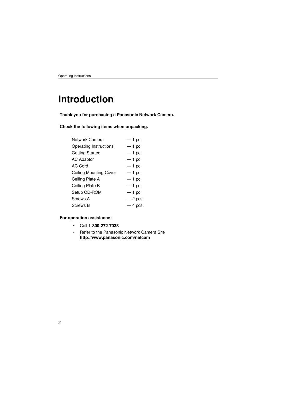 Panasonic KX-HCM280 operating instructions Screws B, For operation assistance Call 