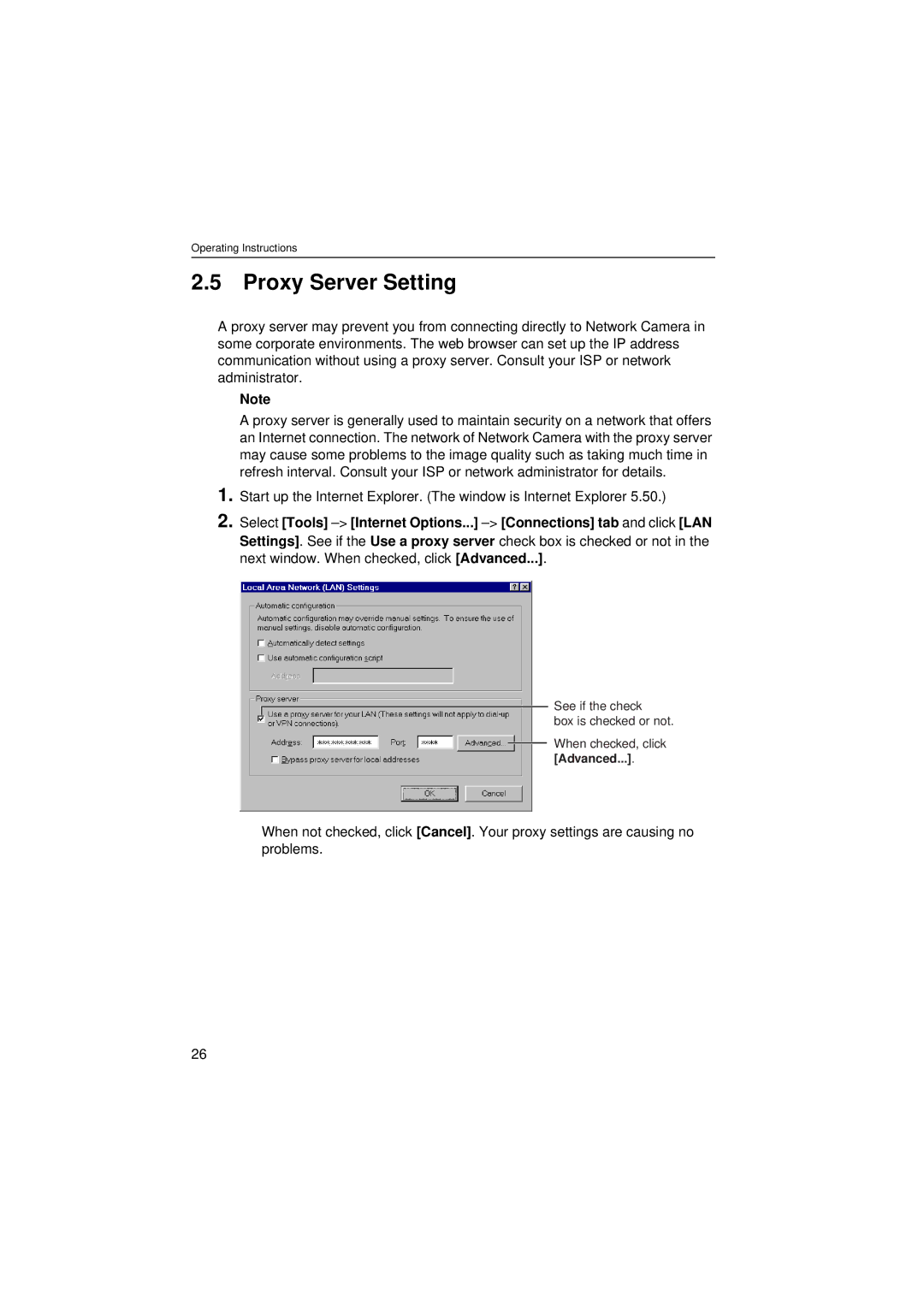 Panasonic KX-HCM280 operating instructions Proxy Server Setting 