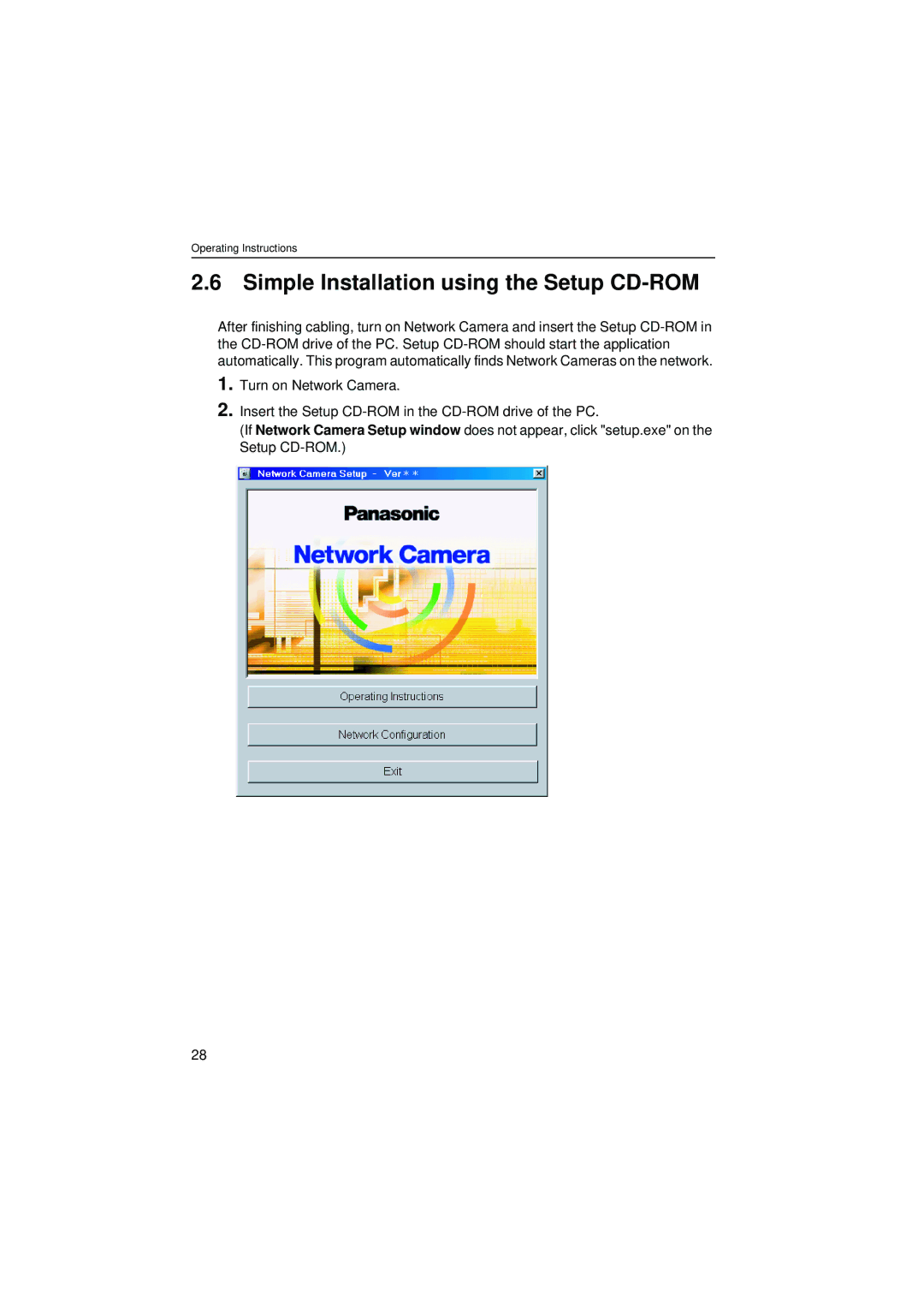 Panasonic KX-HCM280 operating instructions Simple Installation using the Setup CD-ROM 