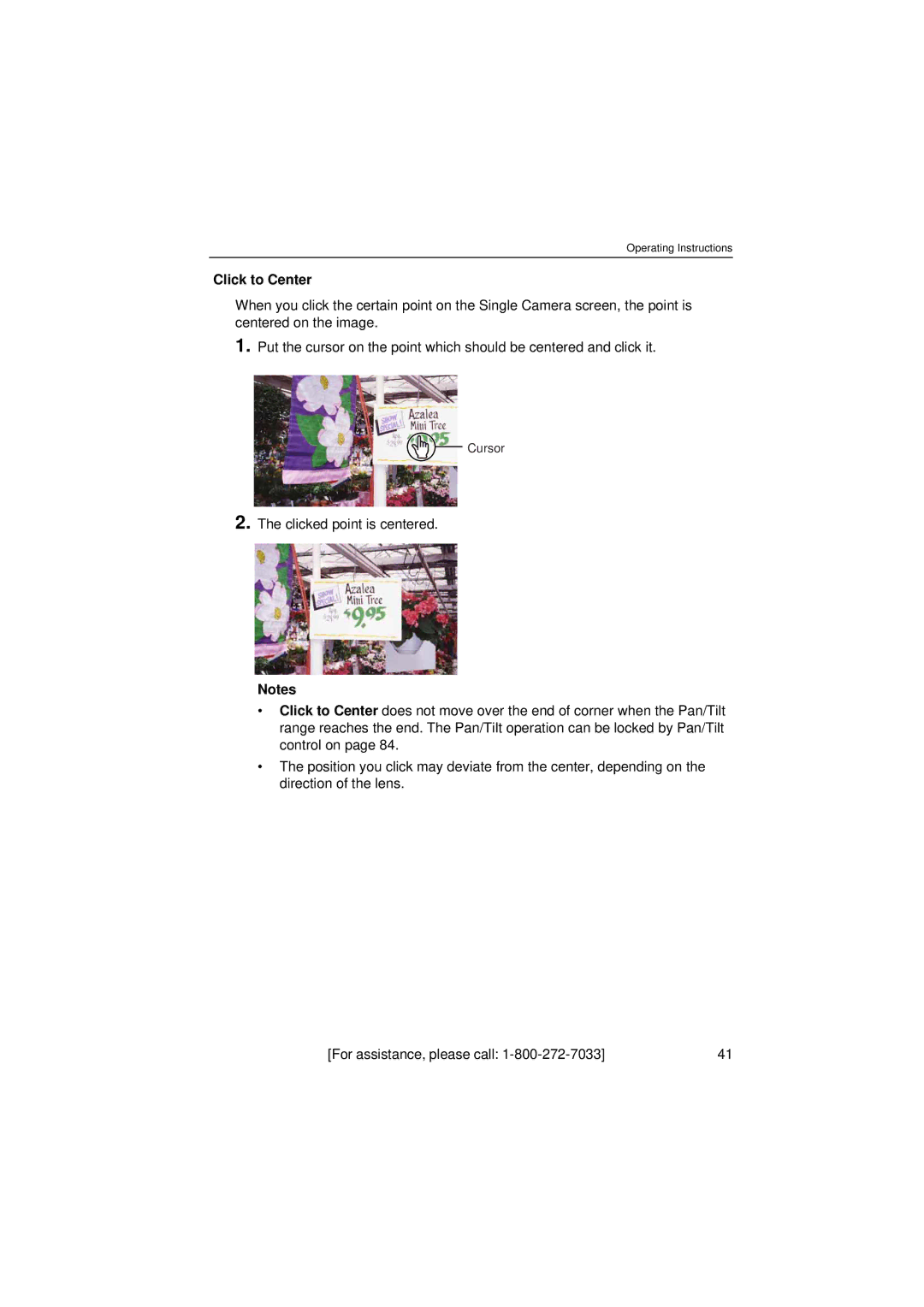 Panasonic KX-HCM280 operating instructions Click to Center 