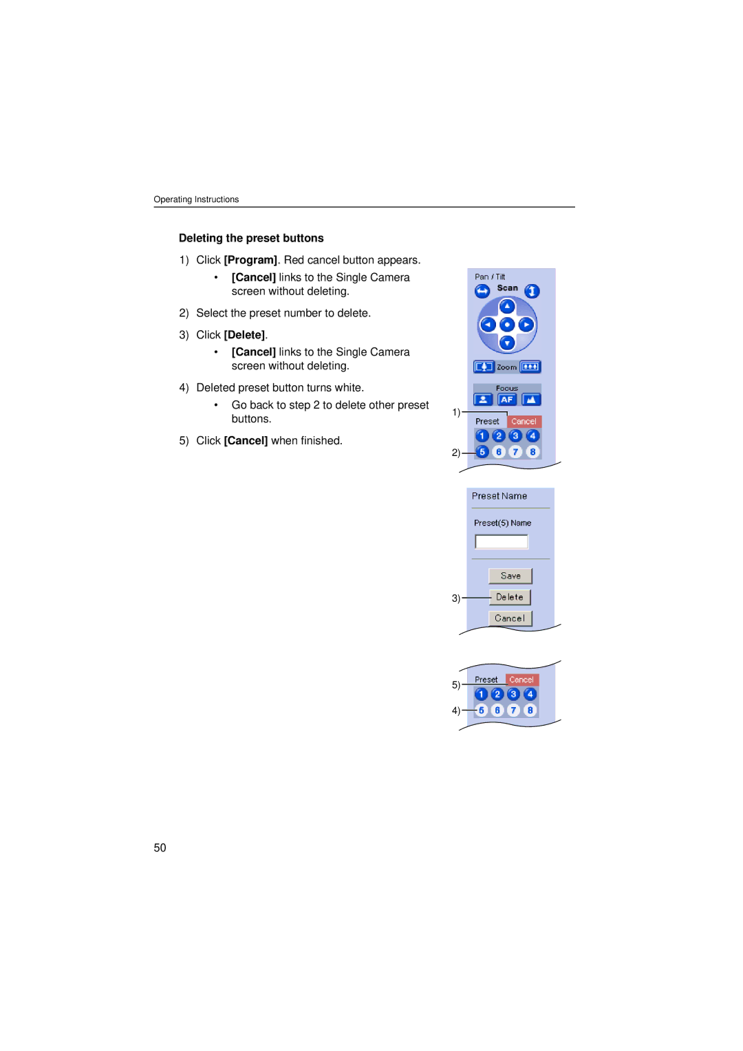 Panasonic KX-HCM280 operating instructions Deleting the preset buttons, Click Delete 