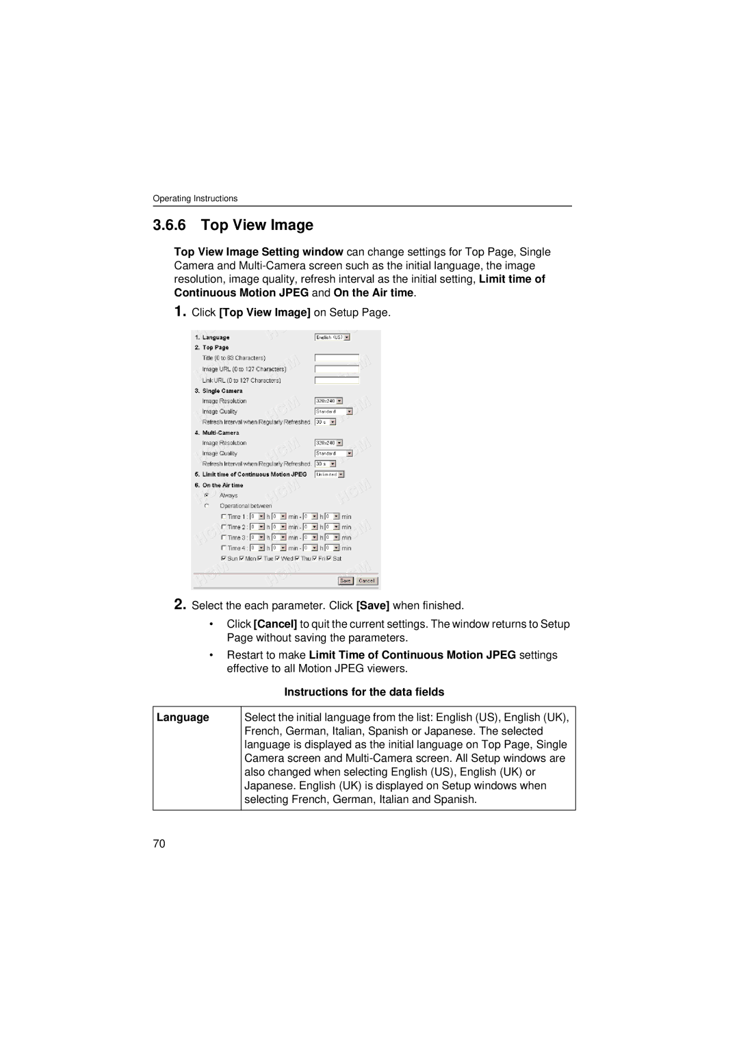 Panasonic KX-HCM280 operating instructions Top View Image 