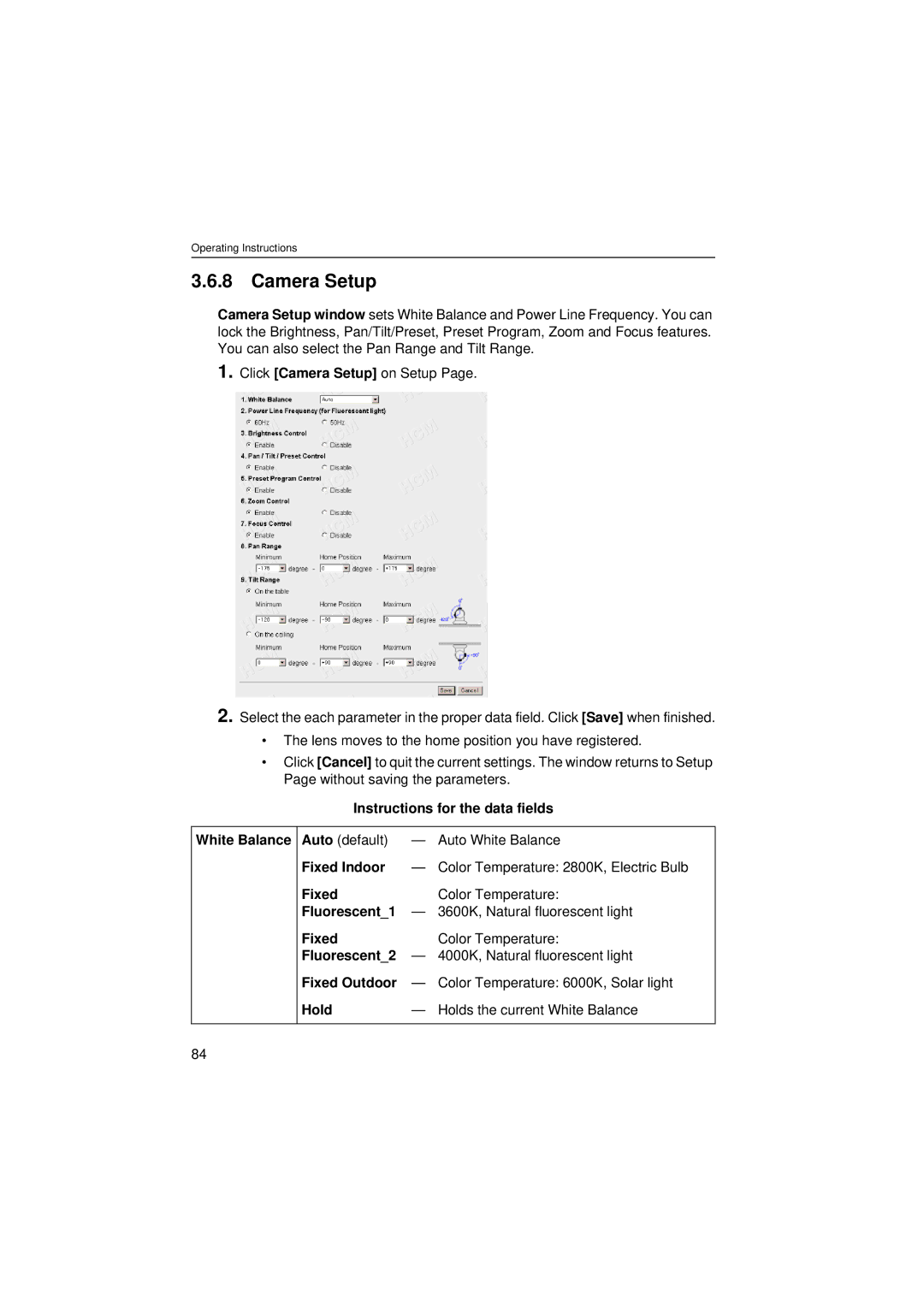 Panasonic KX-HCM280 operating instructions Camera Setup 