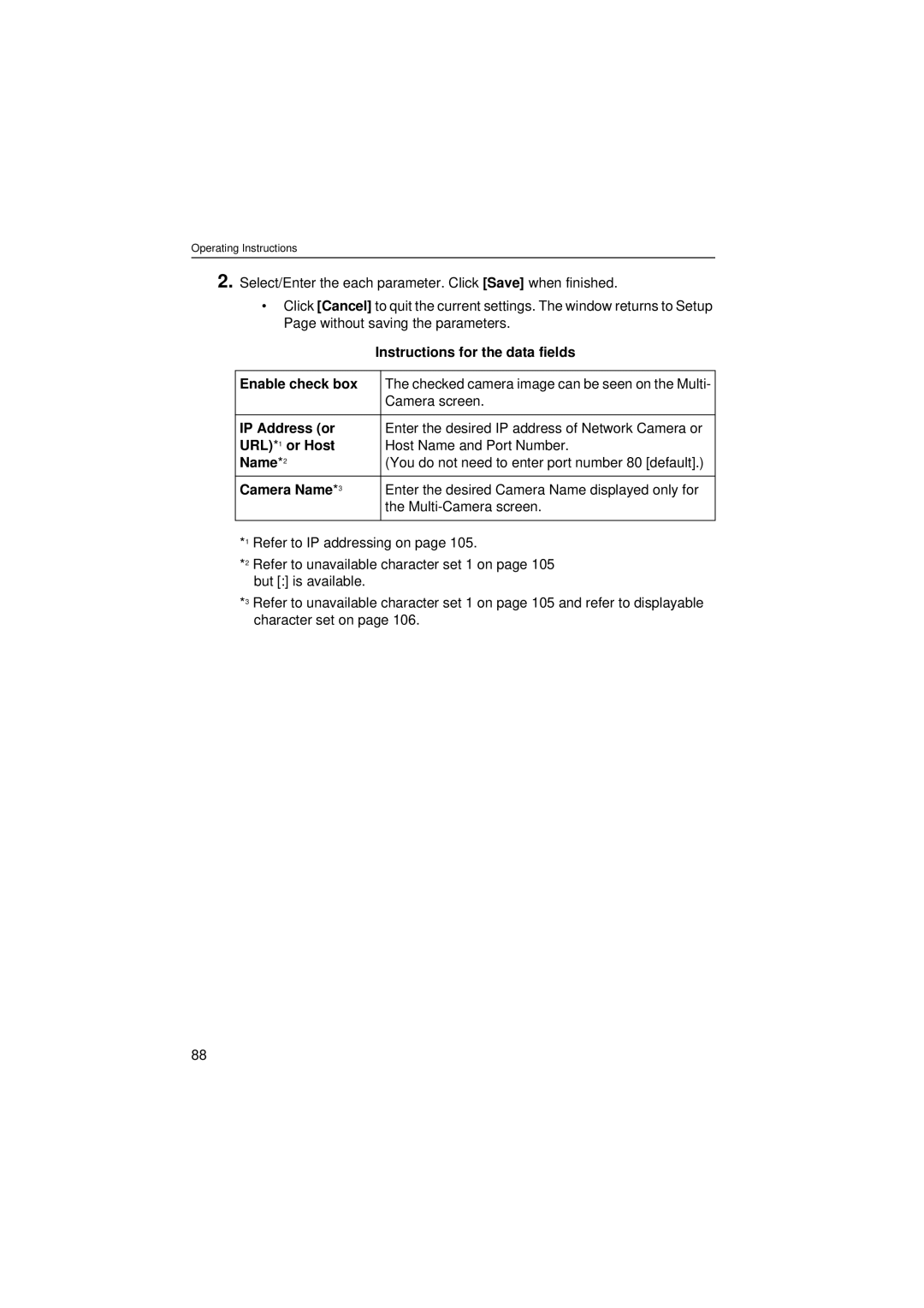 Panasonic KX-HCM280 operating instructions Enable check box, IP Address or, URL * 1 or Host, Camera Name 