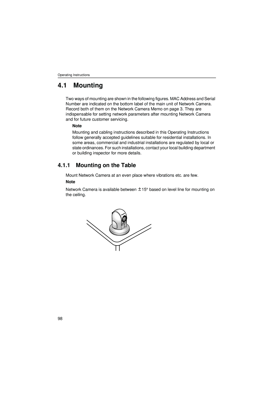 Panasonic KX-HCM280 operating instructions Mounting on the Table 