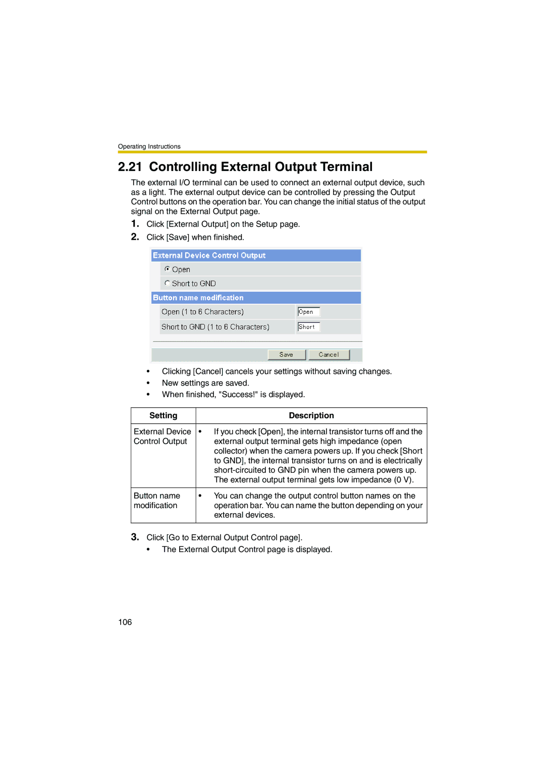 Panasonic KX-HCM280A operating instructions Controlling External Output Terminal 