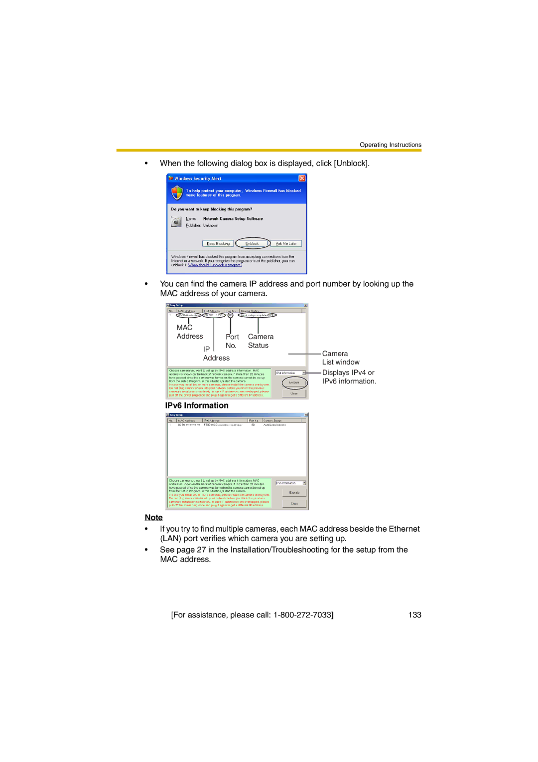 Panasonic KX-HCM280A operating instructions IPv6 Information 