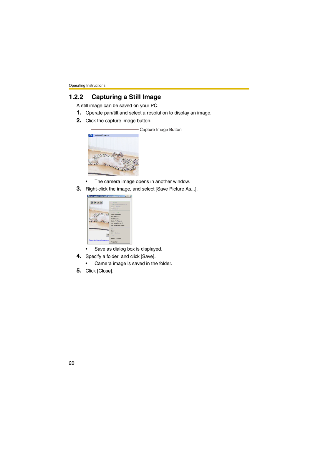 Panasonic KX-HCM280A operating instructions Capturing a Still Image 