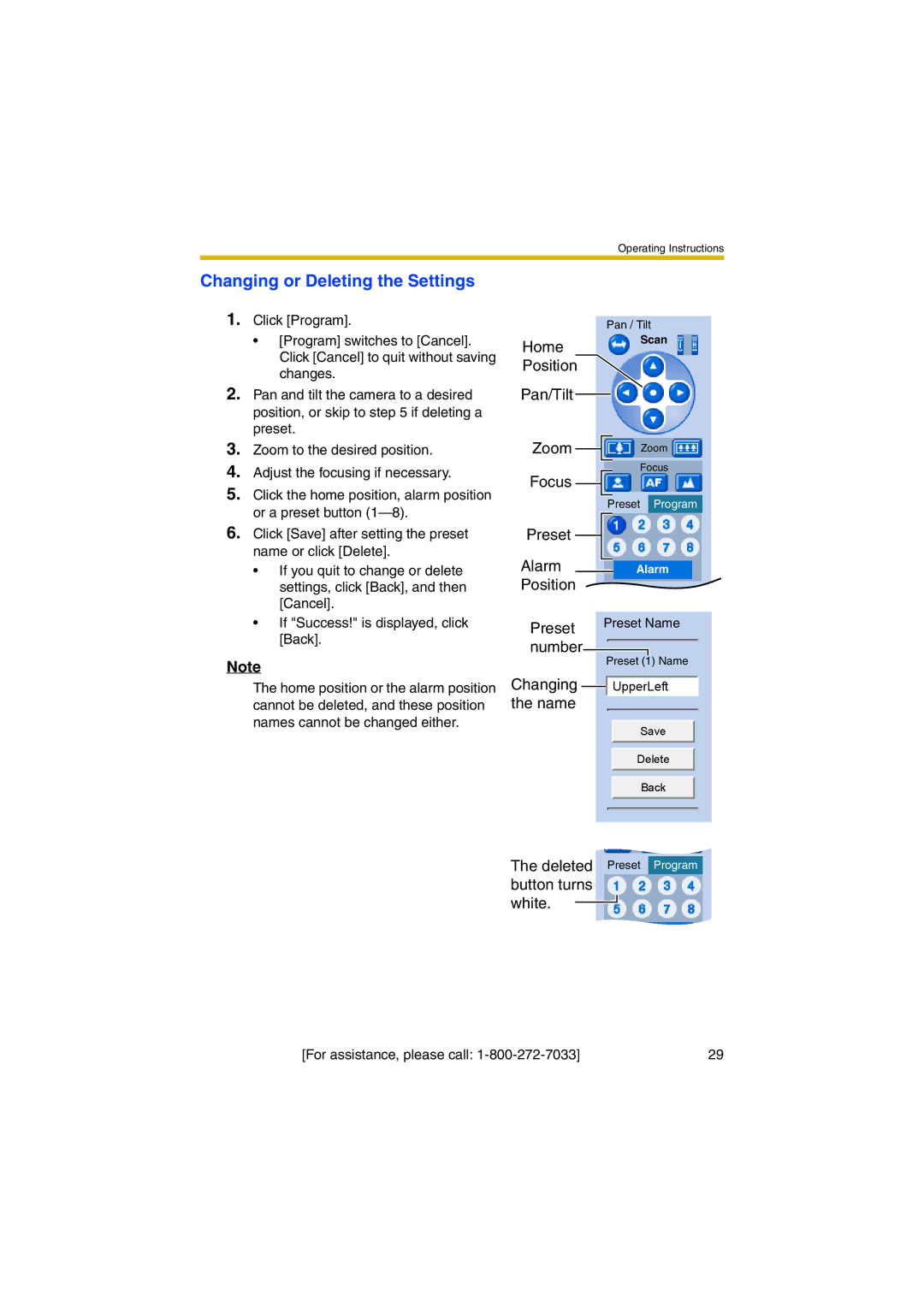 Panasonic KX-HCM280A operating instructions Changing or Deleting the Settings 