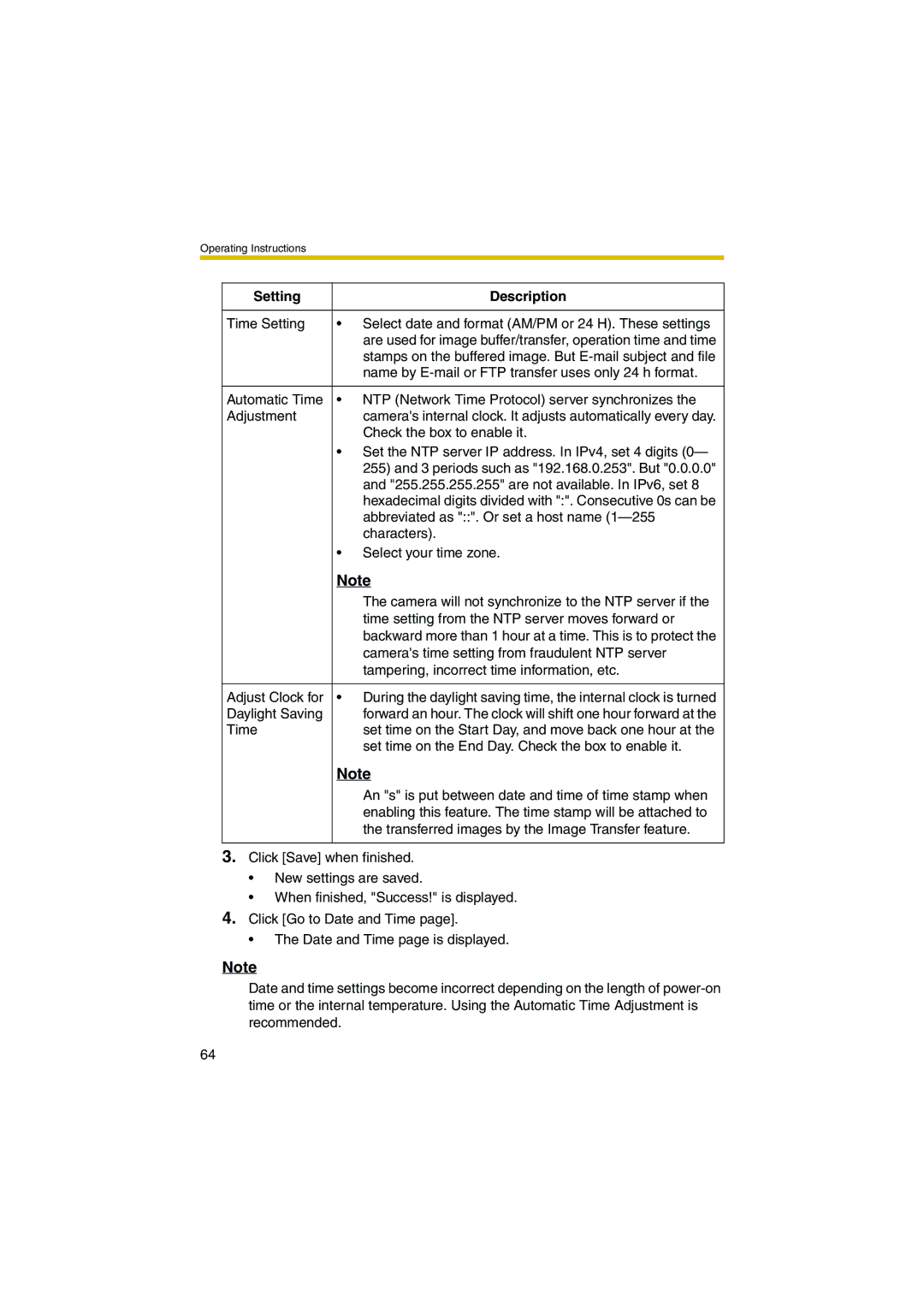 Panasonic KX-HCM280A operating instructions Name by E-mail or FTP transfer uses only 24 h format 