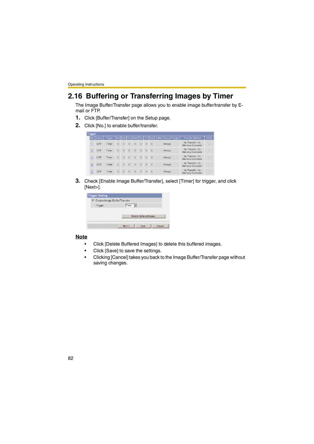 Panasonic KX-HCM280A operating instructions Buffering or Transferring Images by Timer 