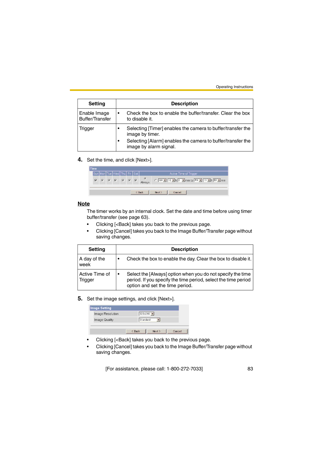 Panasonic KX-HCM280A operating instructions Option and set the time period 