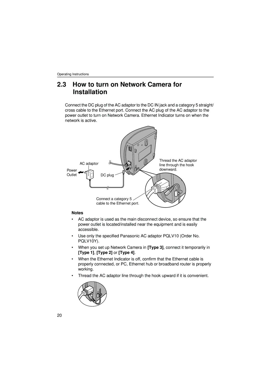 Panasonic KX-HCM8 operating instructions How to turn on Network Camera for Installation 