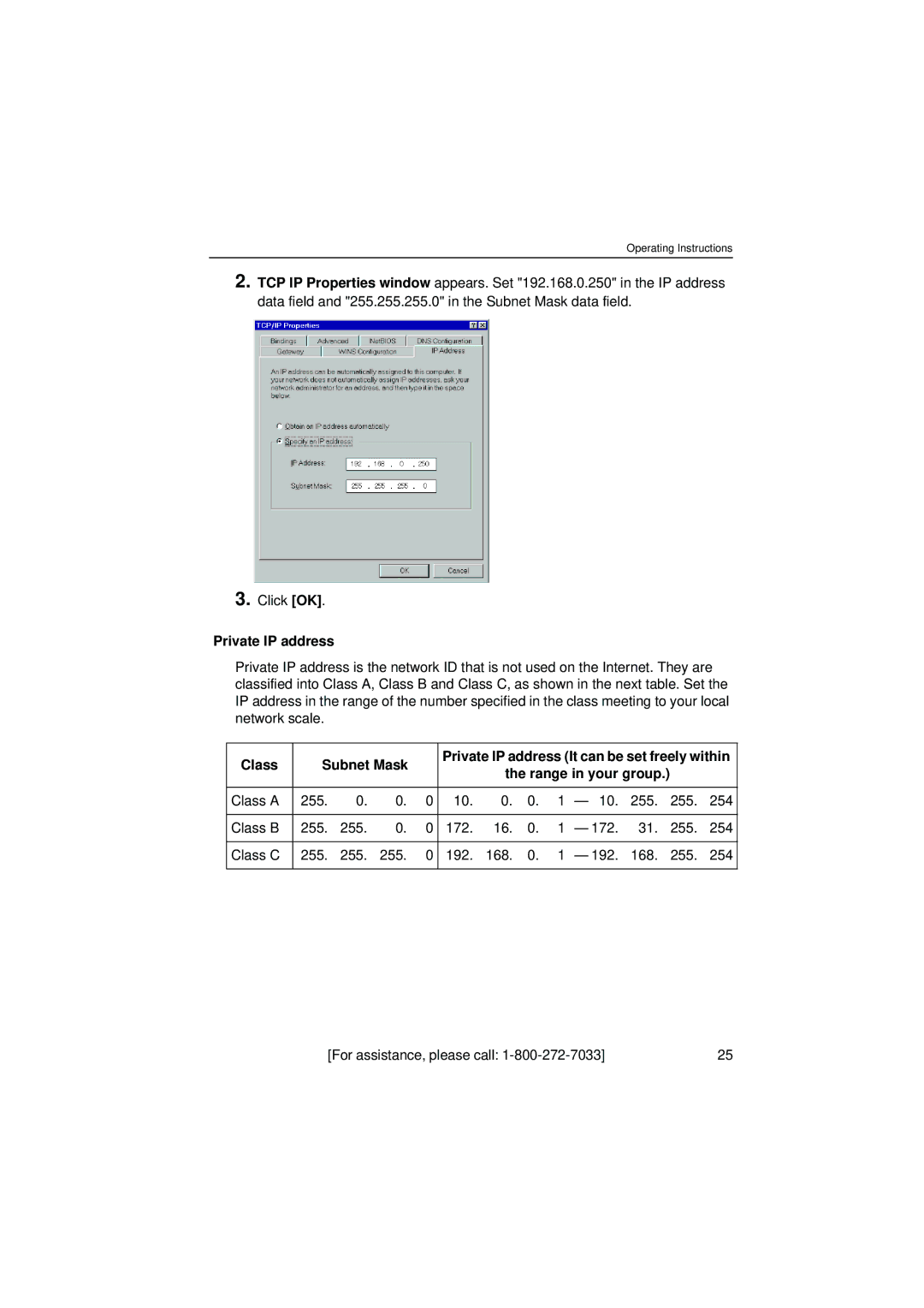 Panasonic KX-HCM8 operating instructions Private IP address 