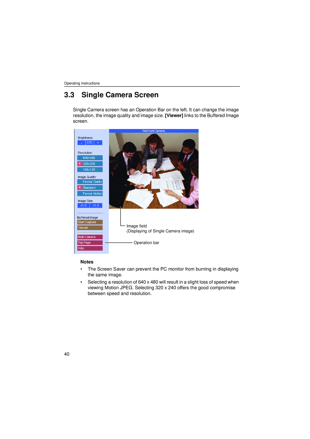 Panasonic KX-HCM8 operating instructions Single Camera Screen 