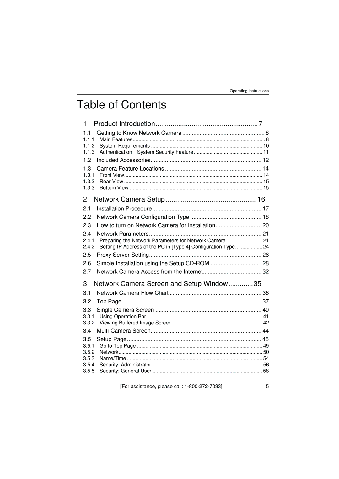 Panasonic KX-HCM8 operating instructions Table of Contents 