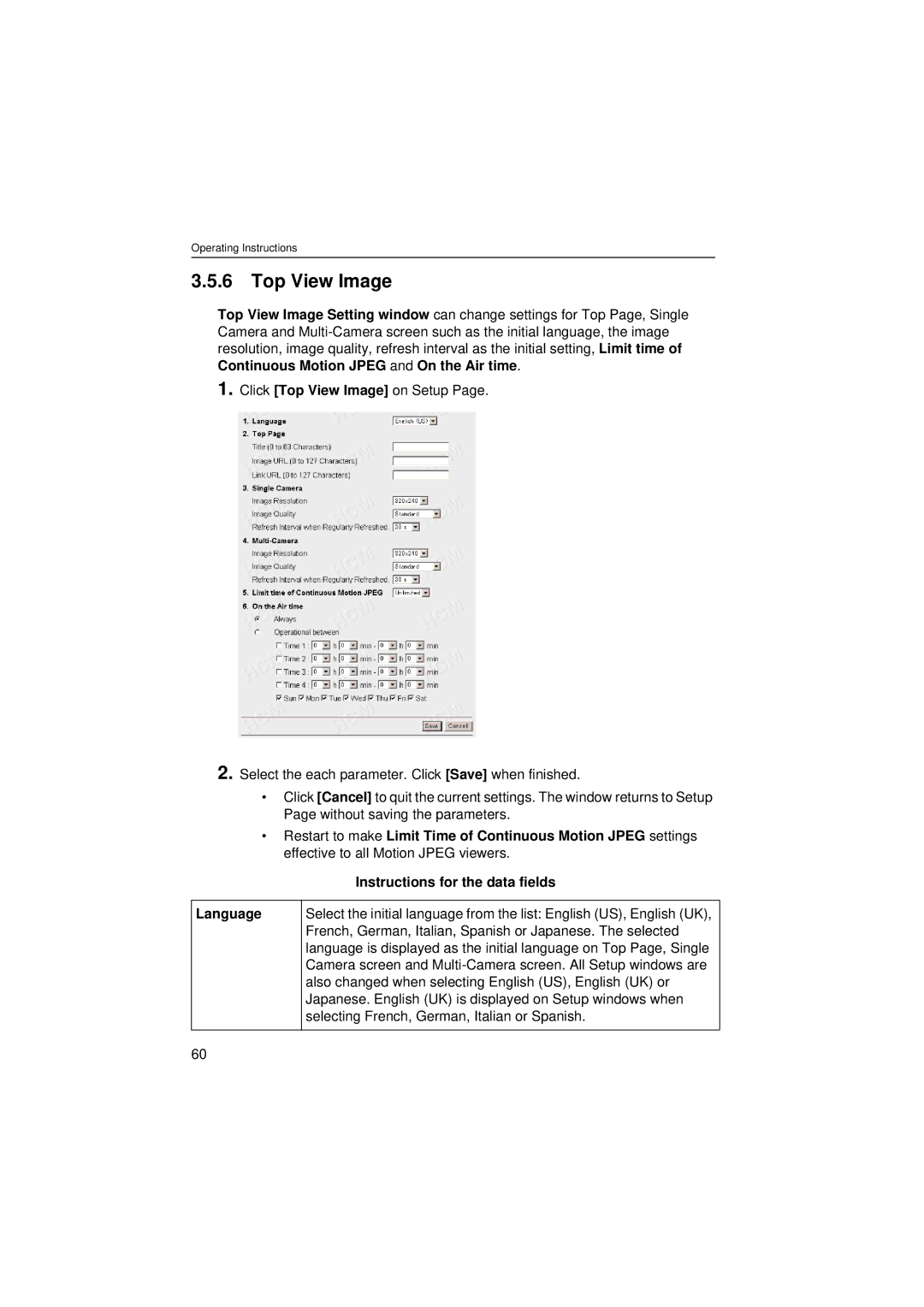 Panasonic KX-HCM8 operating instructions Top View Image 